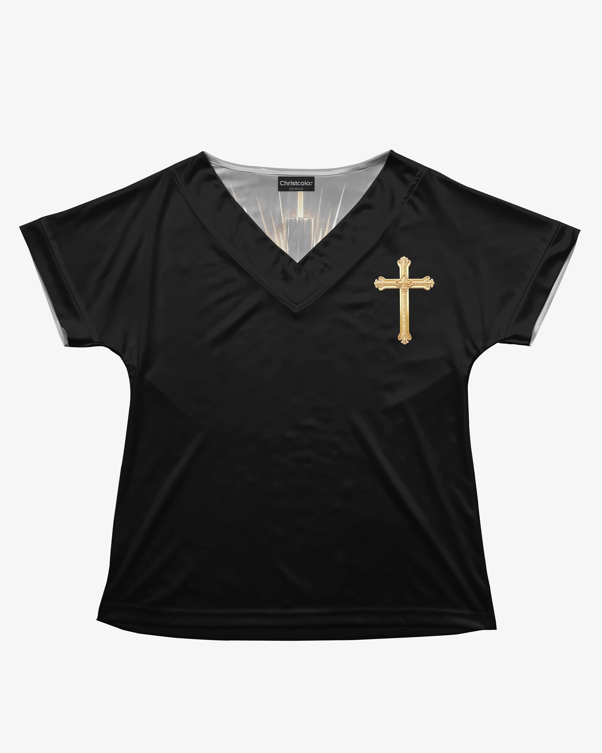 As He Lived For Me So I'll Live For Him All Over Print V-neck Dolman Sleeves Shirt