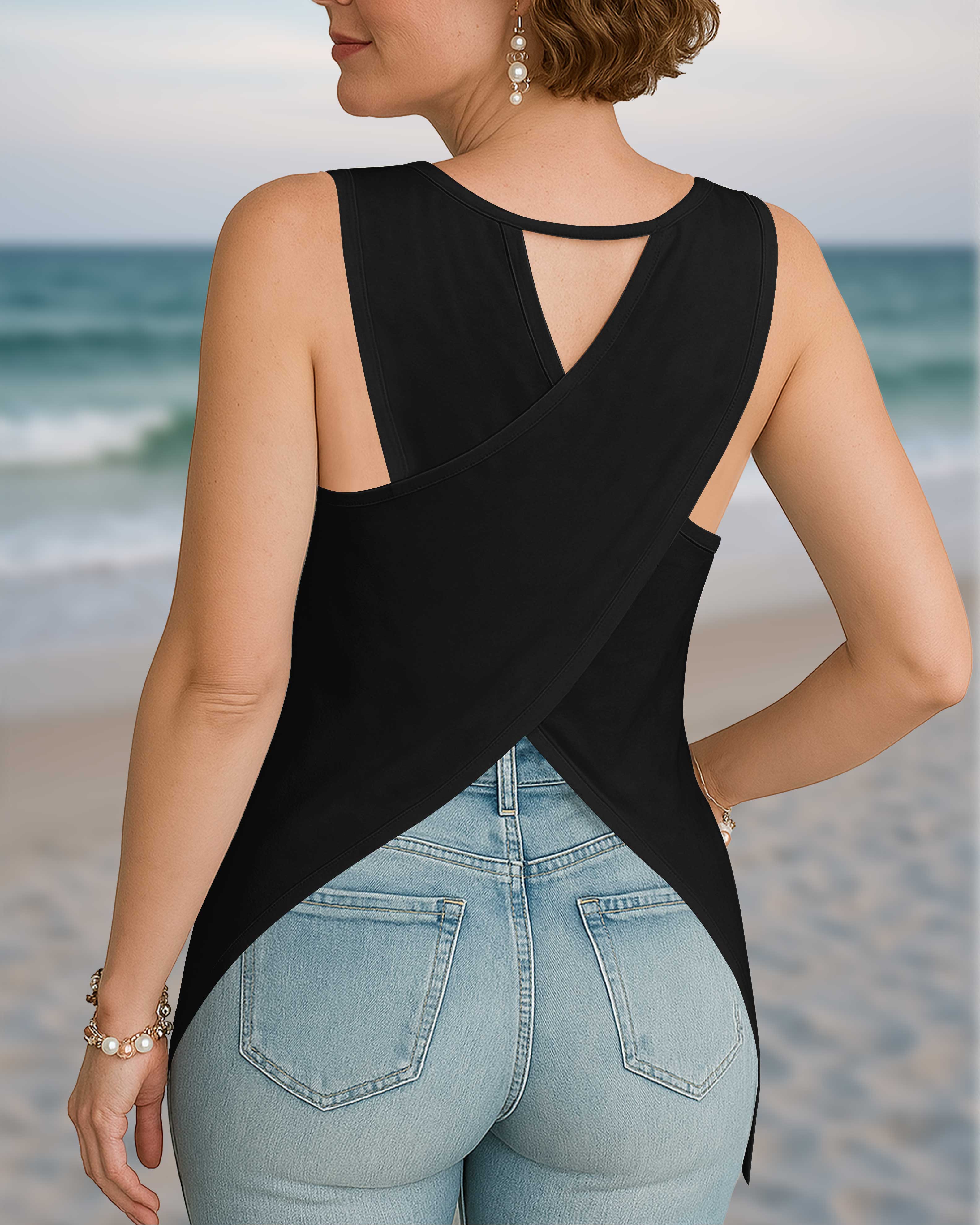 "Normal" Isn't Coming Back Cut Out Wrap Back Tank Top