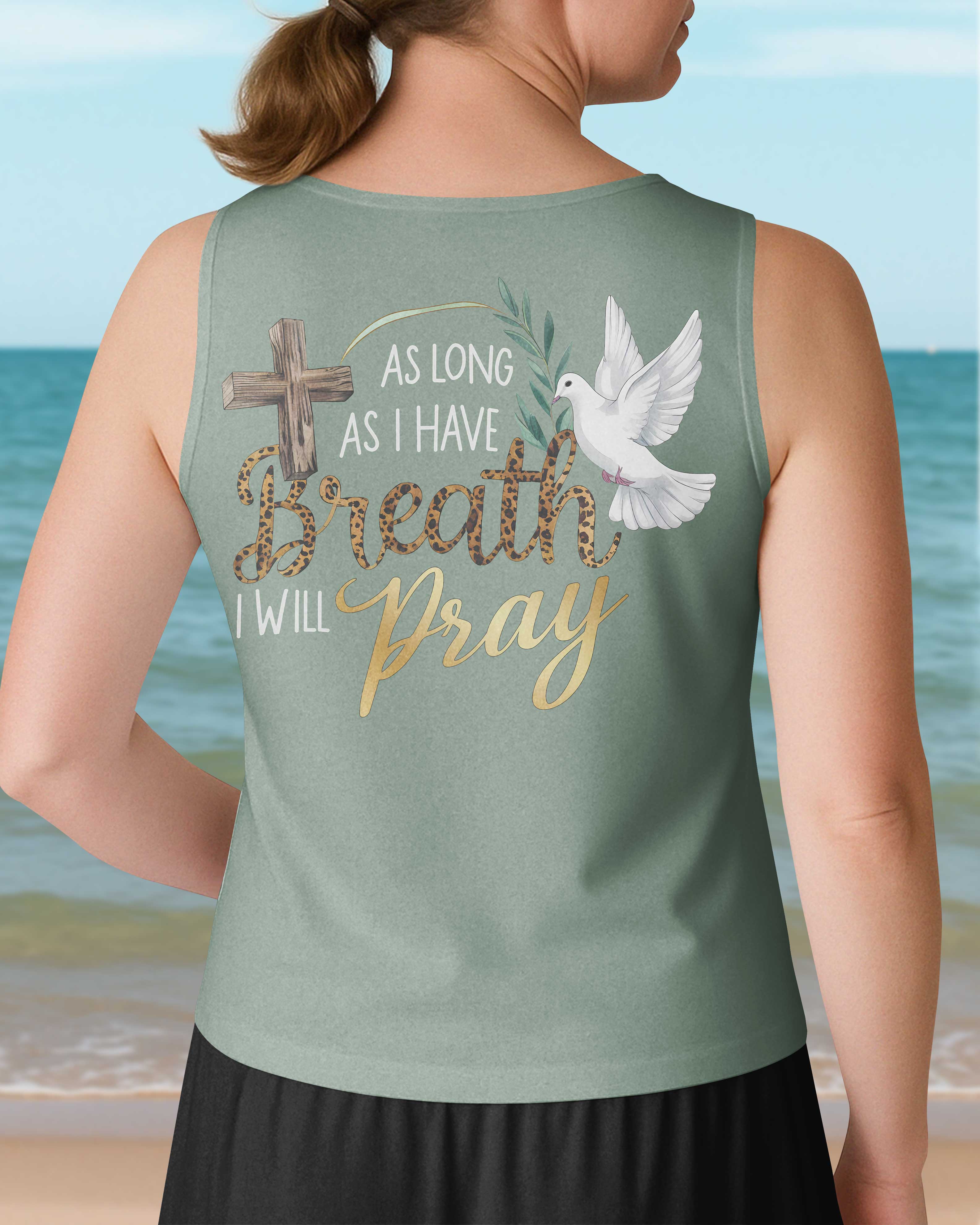As Long As I Have Breath I Will Pray V-neck Tank Top