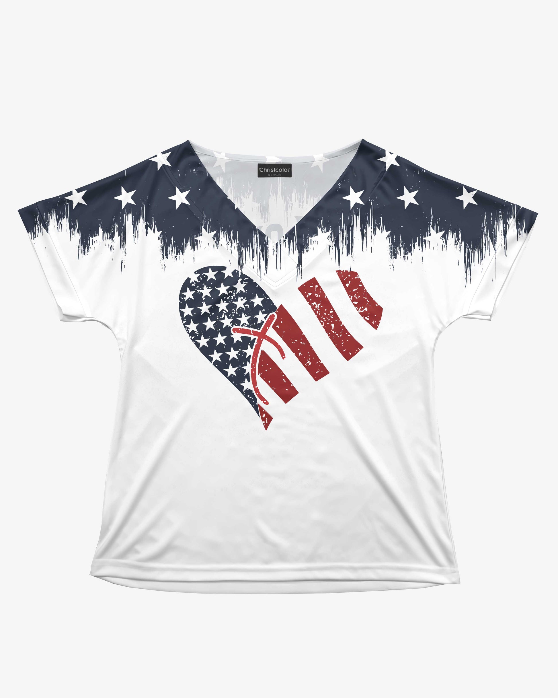 She Loves Jesus And America Too All Over Print V-neck Dolman Sleeves Shirt