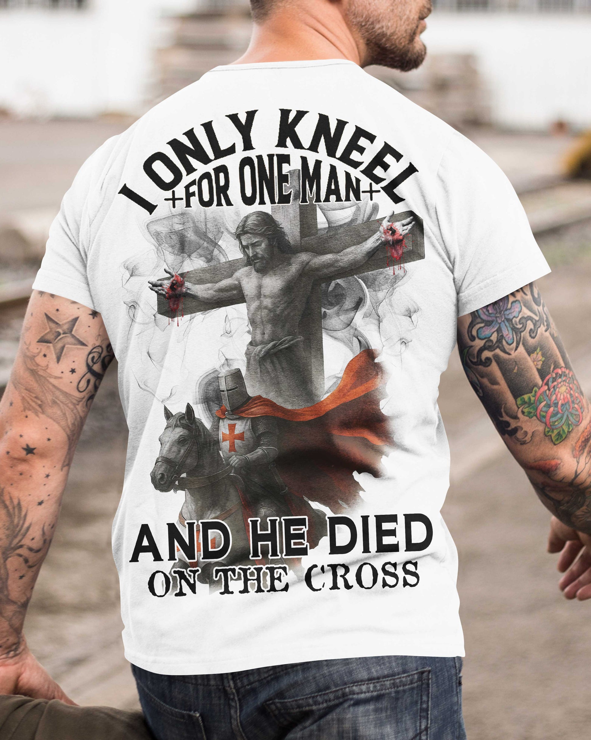 I Only Kneel For One Man He Died On The Cross All Over Print T-Shirt