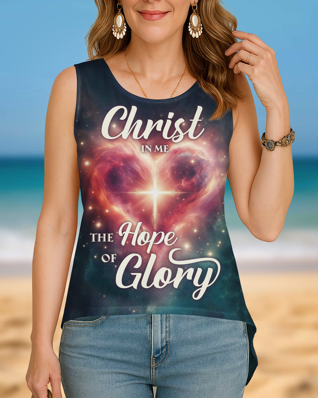 Christ In Me The Hope Of Glory All Over Print Cut Out Wrap Back Tank Top