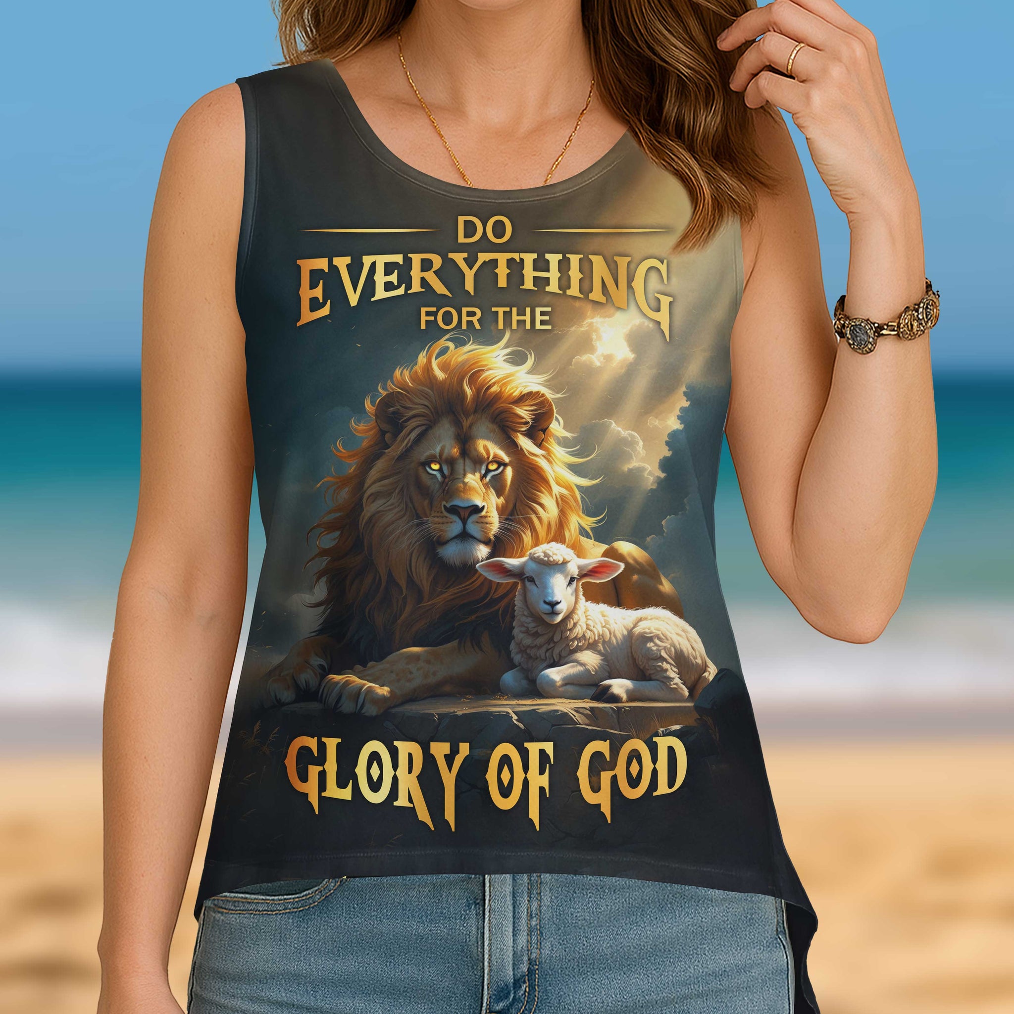 Do Everything For The Glory Of God All Over Print Cut Out Wrap Back Tank Top
