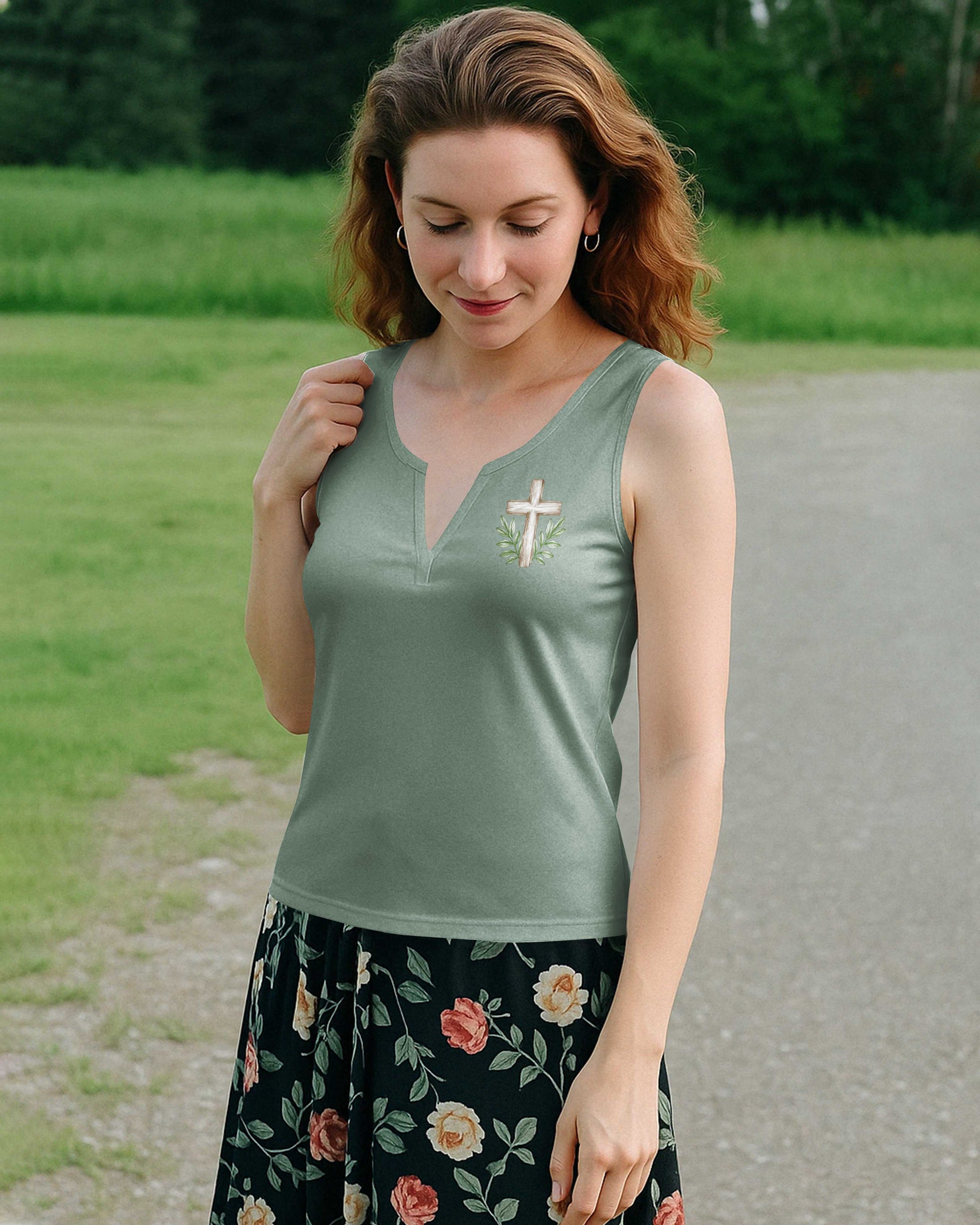 As Long As I Have Breath I Will Pray V-neck Tank Top