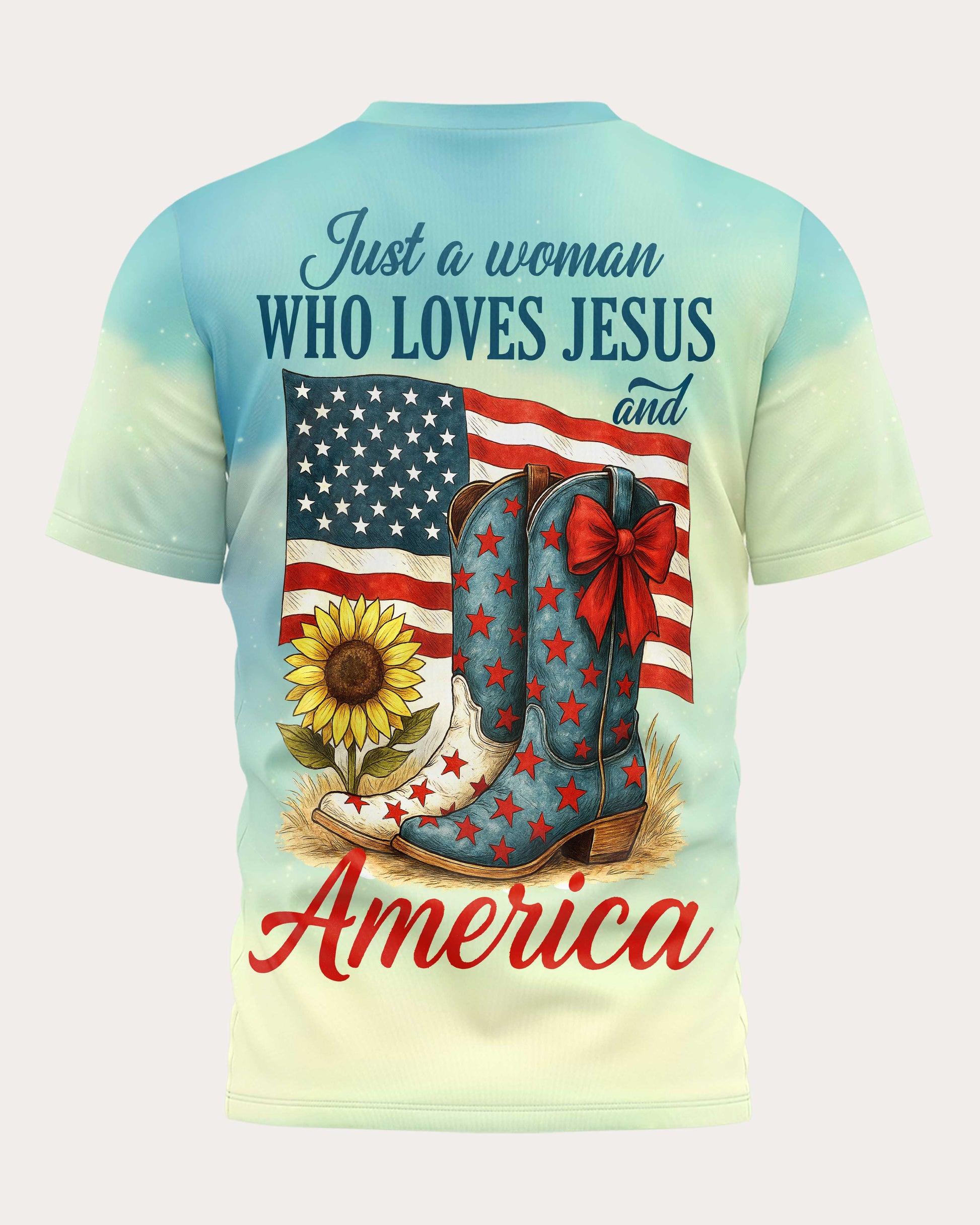 Just A Woman Who Loves Jesus And America All Over Print T-Shirt