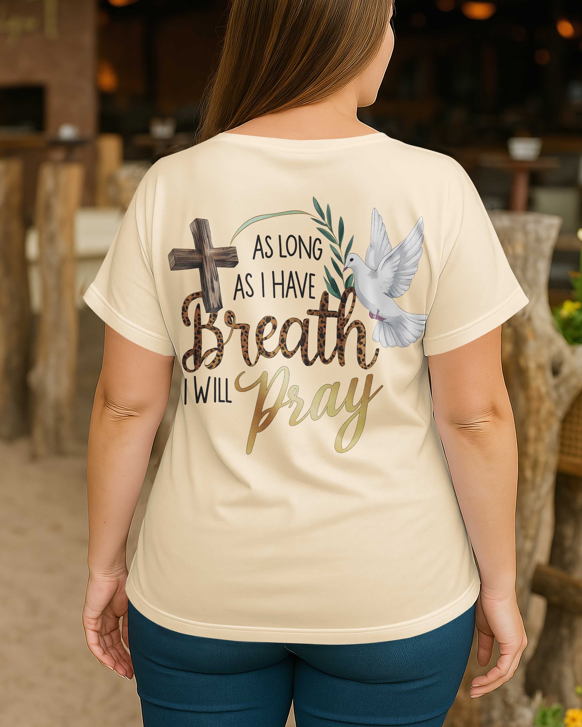 As Long As I Have Breath I Will Pray V-neck Dolman Sleeves Shirt