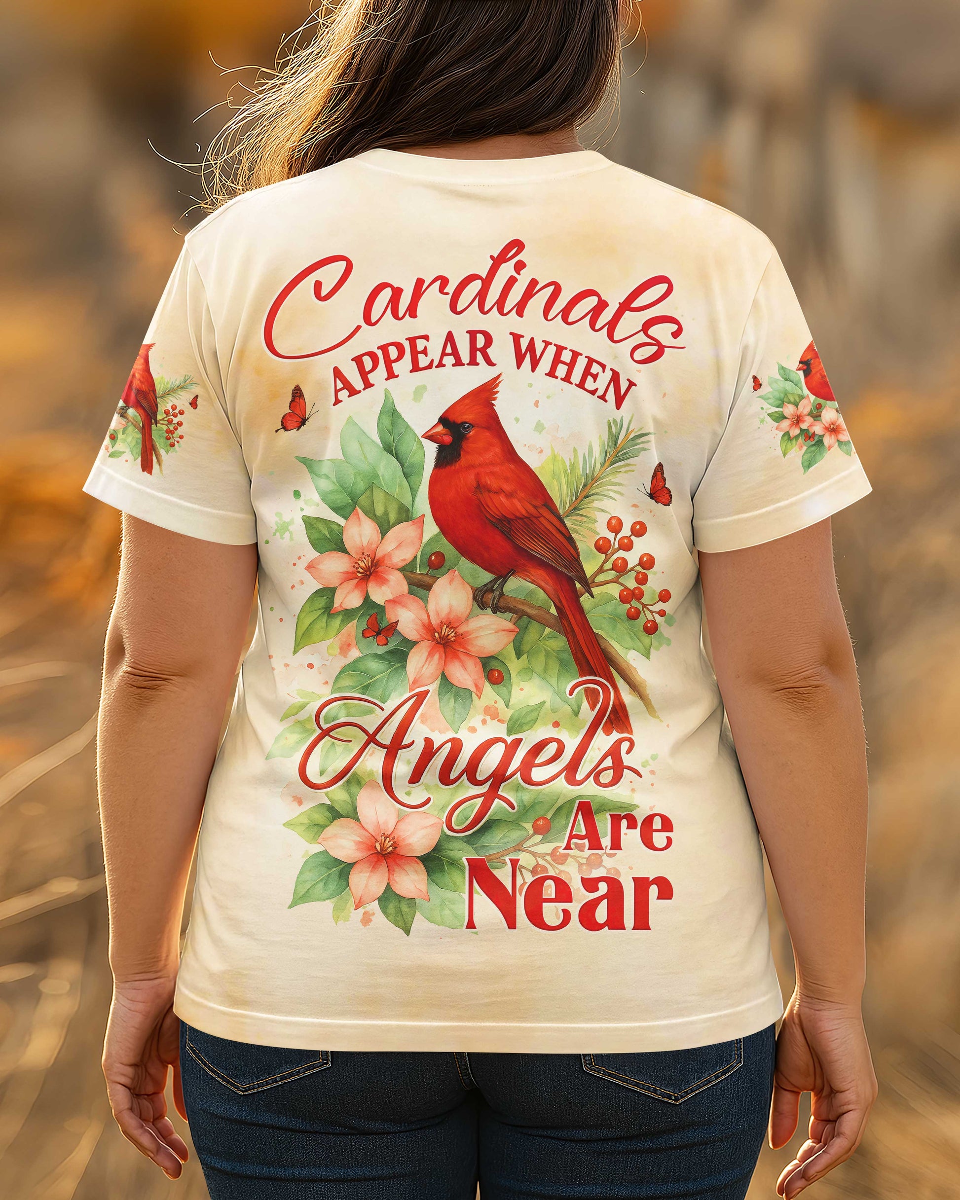 Cardinals Appear When Angels Are Near All Over Print T-shirt