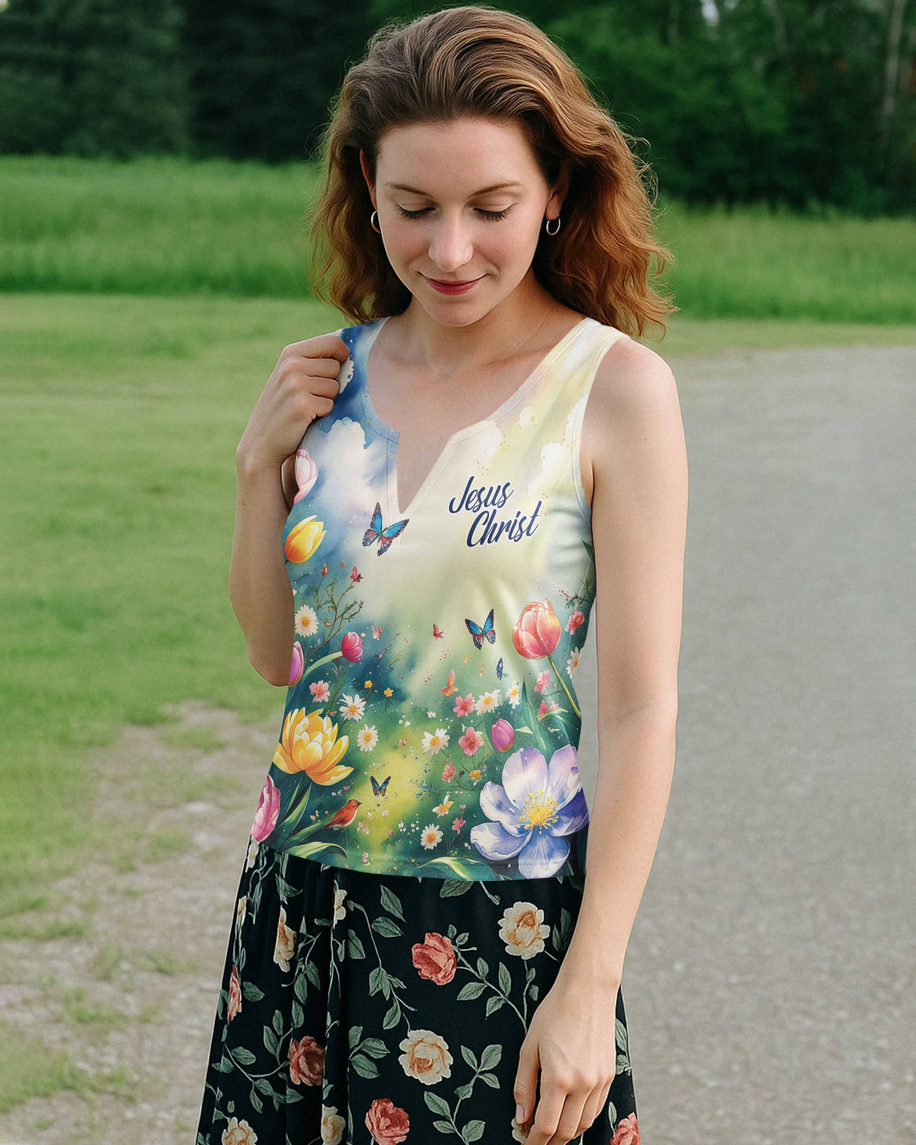 Greatly Blessed Highly Favored Deeply Loved All Over Print V-neck Tank Top