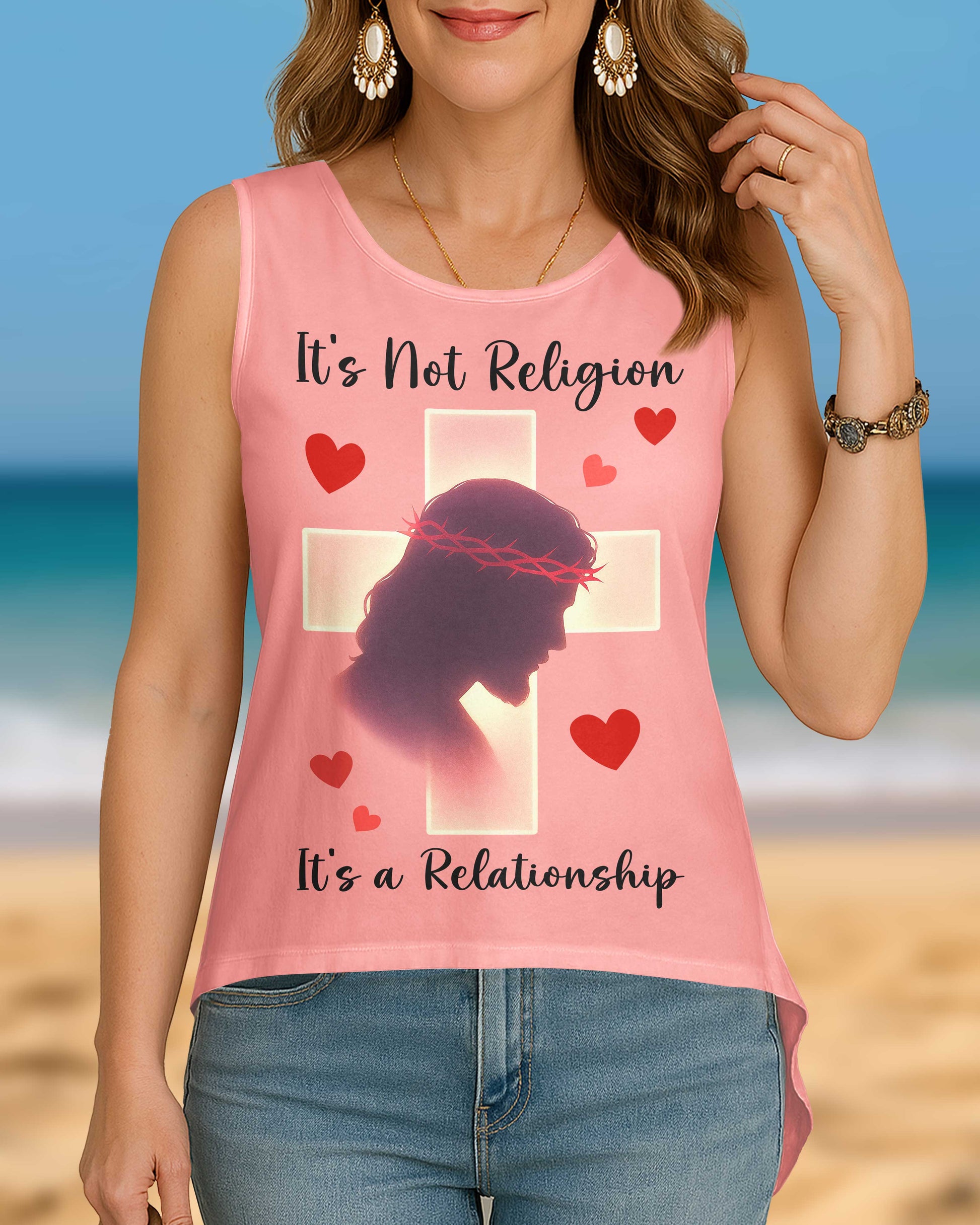 It’s Not Religion, It’s a Relationship Cut Out Wrap Back Tank Top