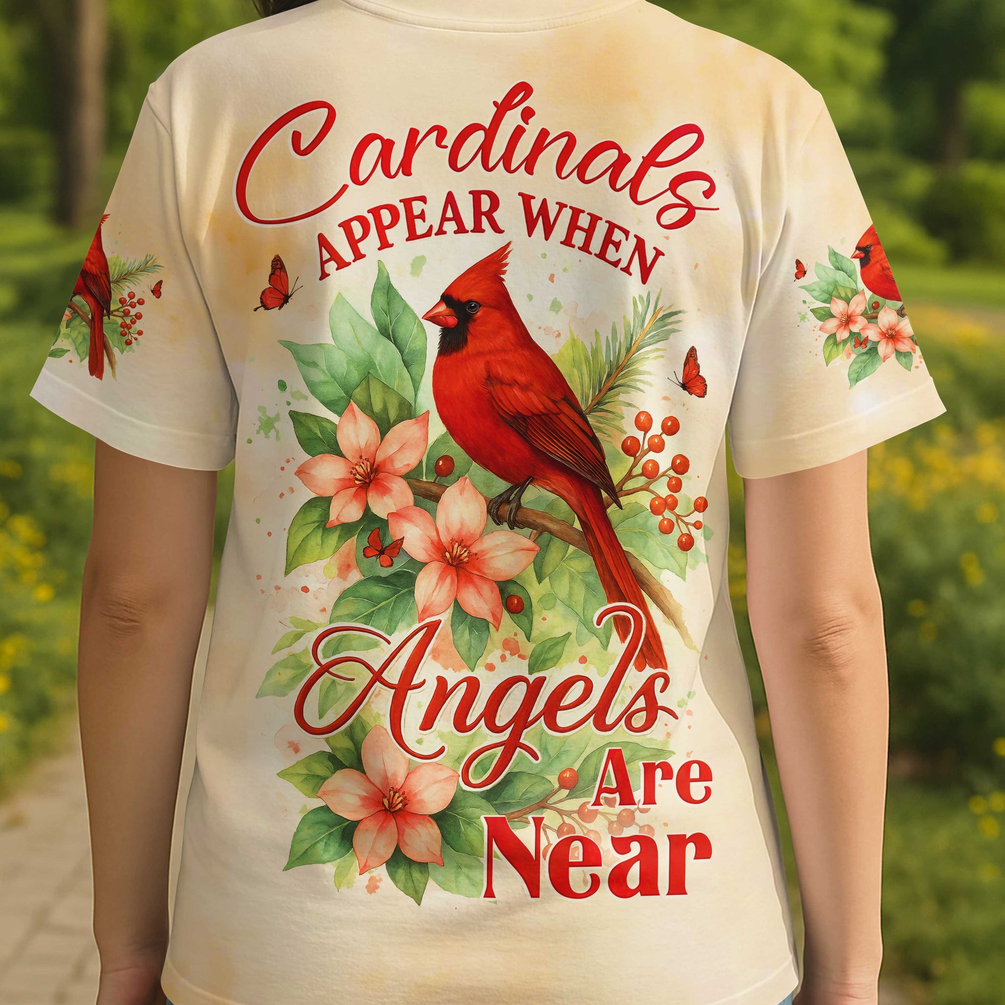 Cardinals Appear When Angels Are Near All Over Print T-shirt