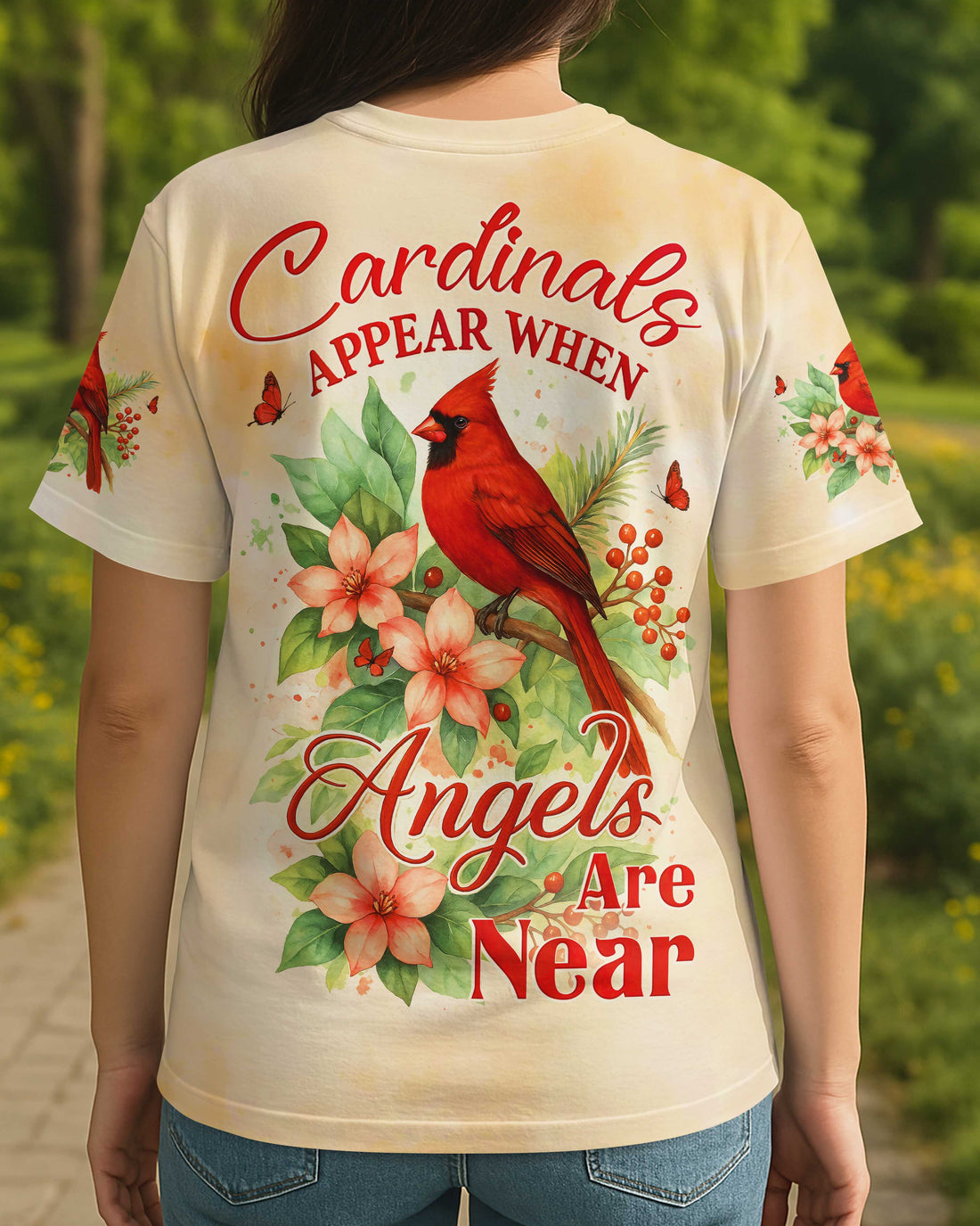 Cardinals Appear When Angels Are Near All Over Print T-shirt