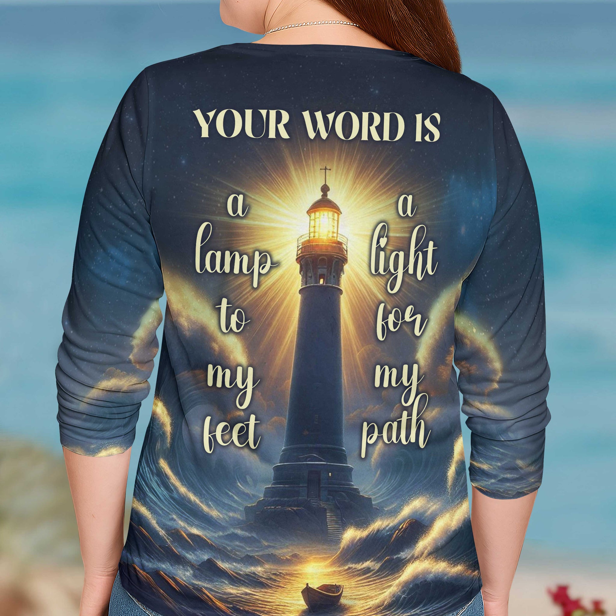 Your Word Is A Lamp To My Feet A Light For My Path All Over Print V-neck Long Sleeves Shirt