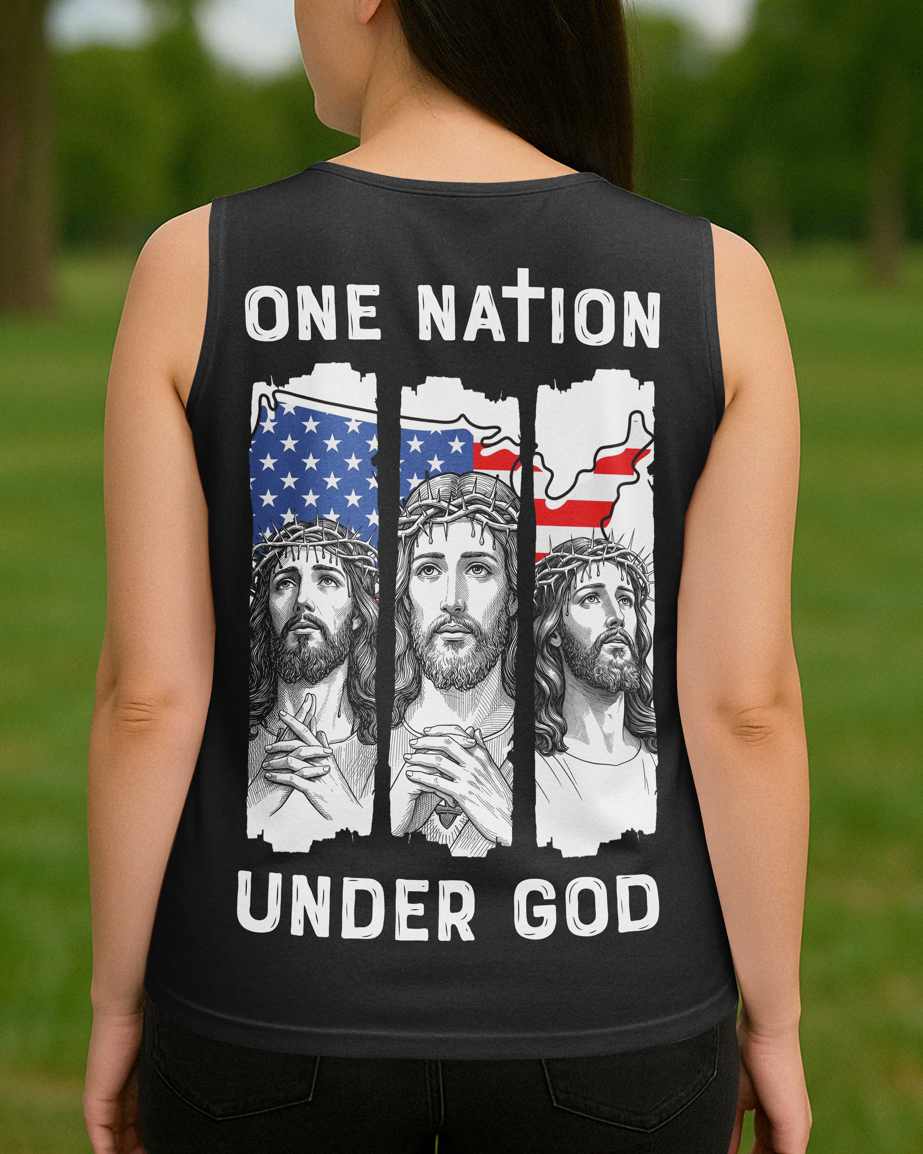 One Nation Under God V-neck Tank Top