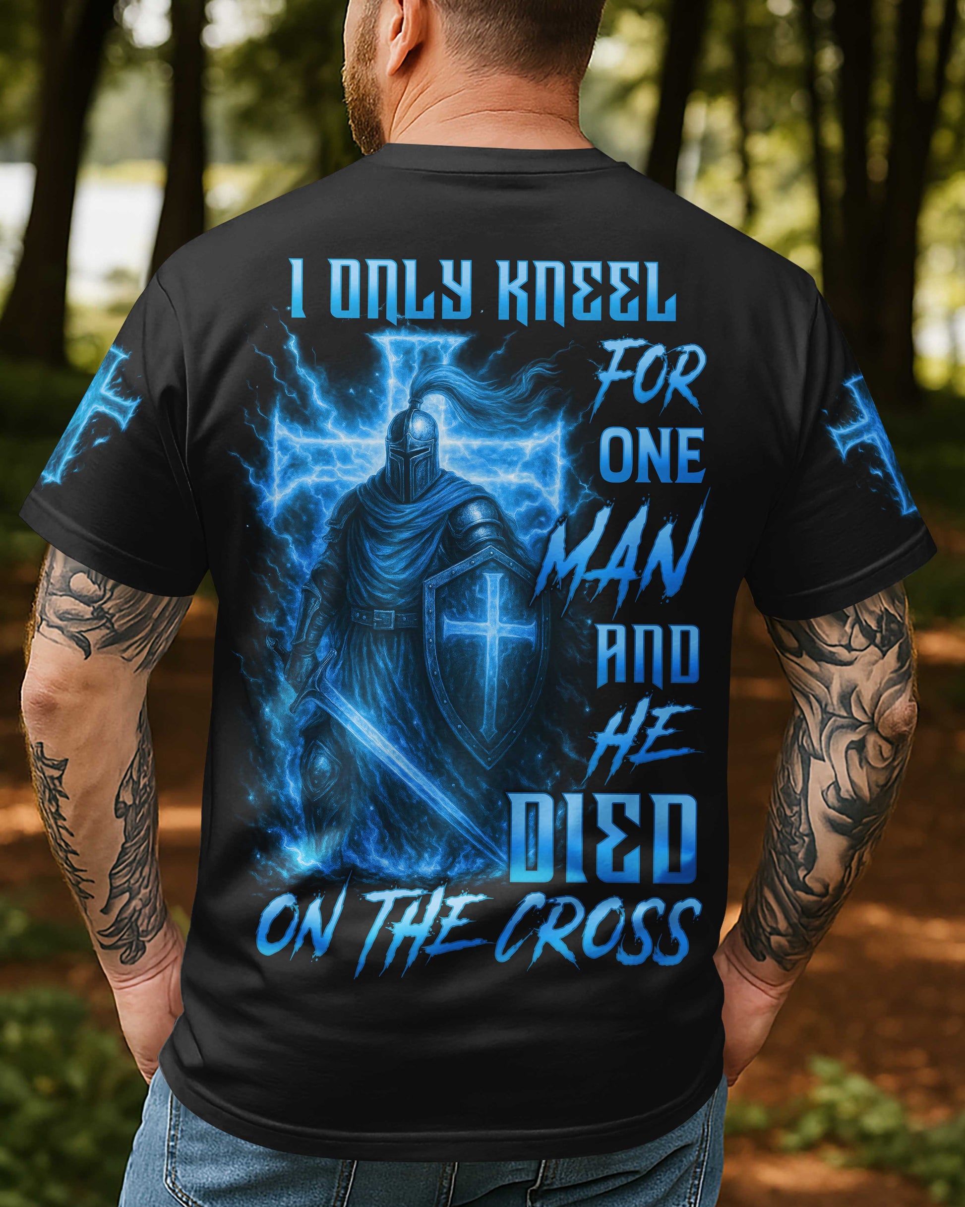 I Only Kneel For One Man And He Died On The Cross All Over Print T-Shirt