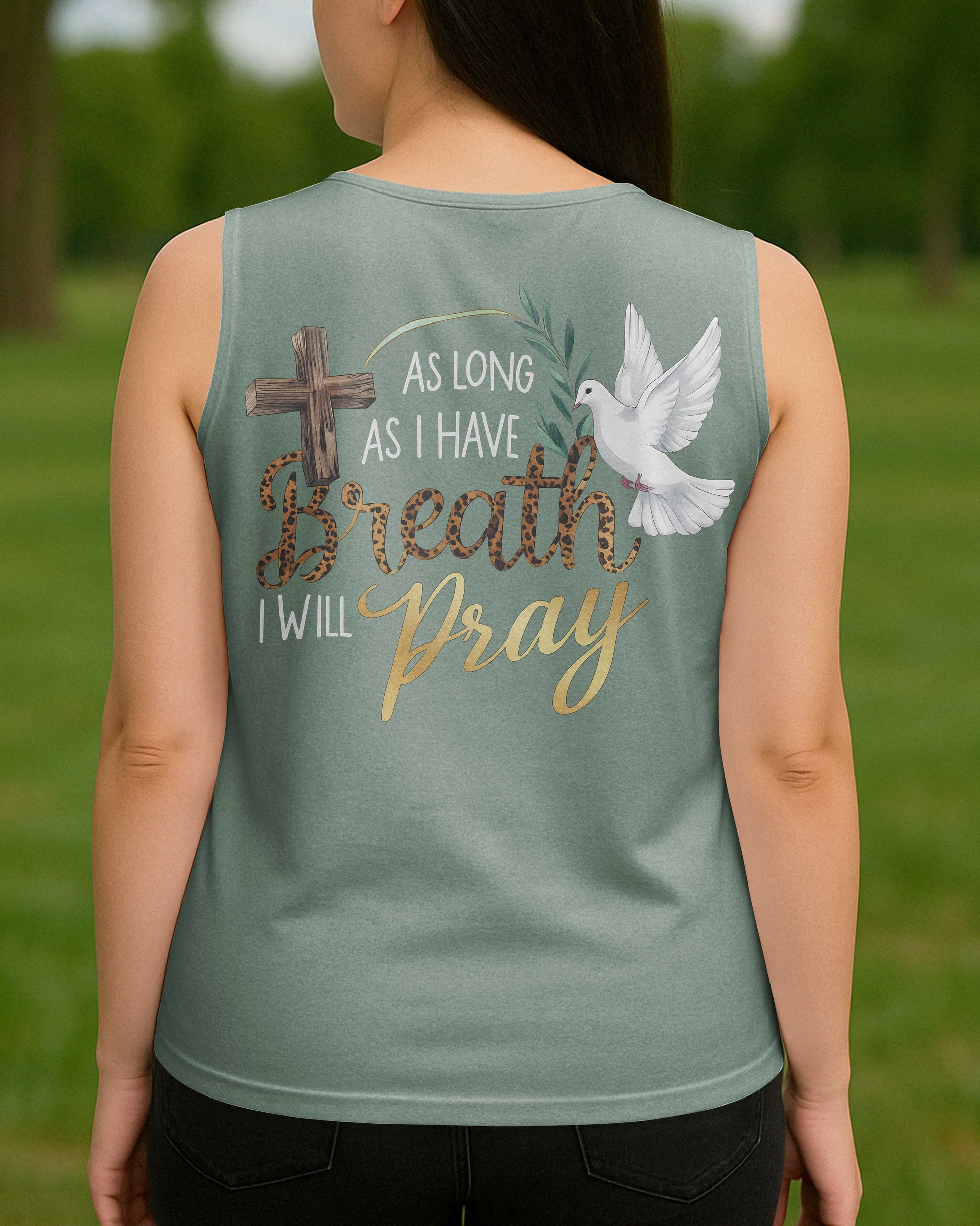 As Long As I Have Breath I Will Pray V-neck Tank Top