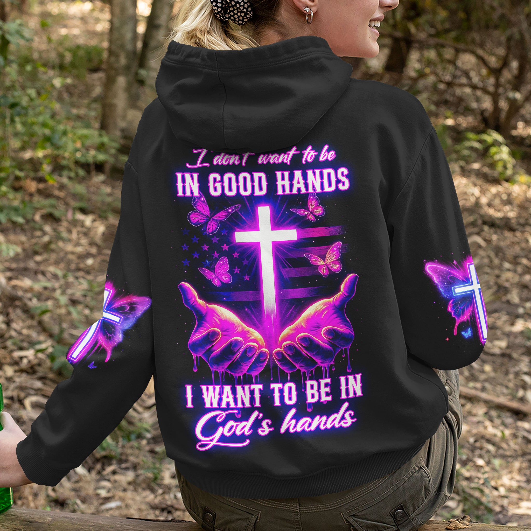 I Want To Be In God’s Hands All Over Print Hoodie