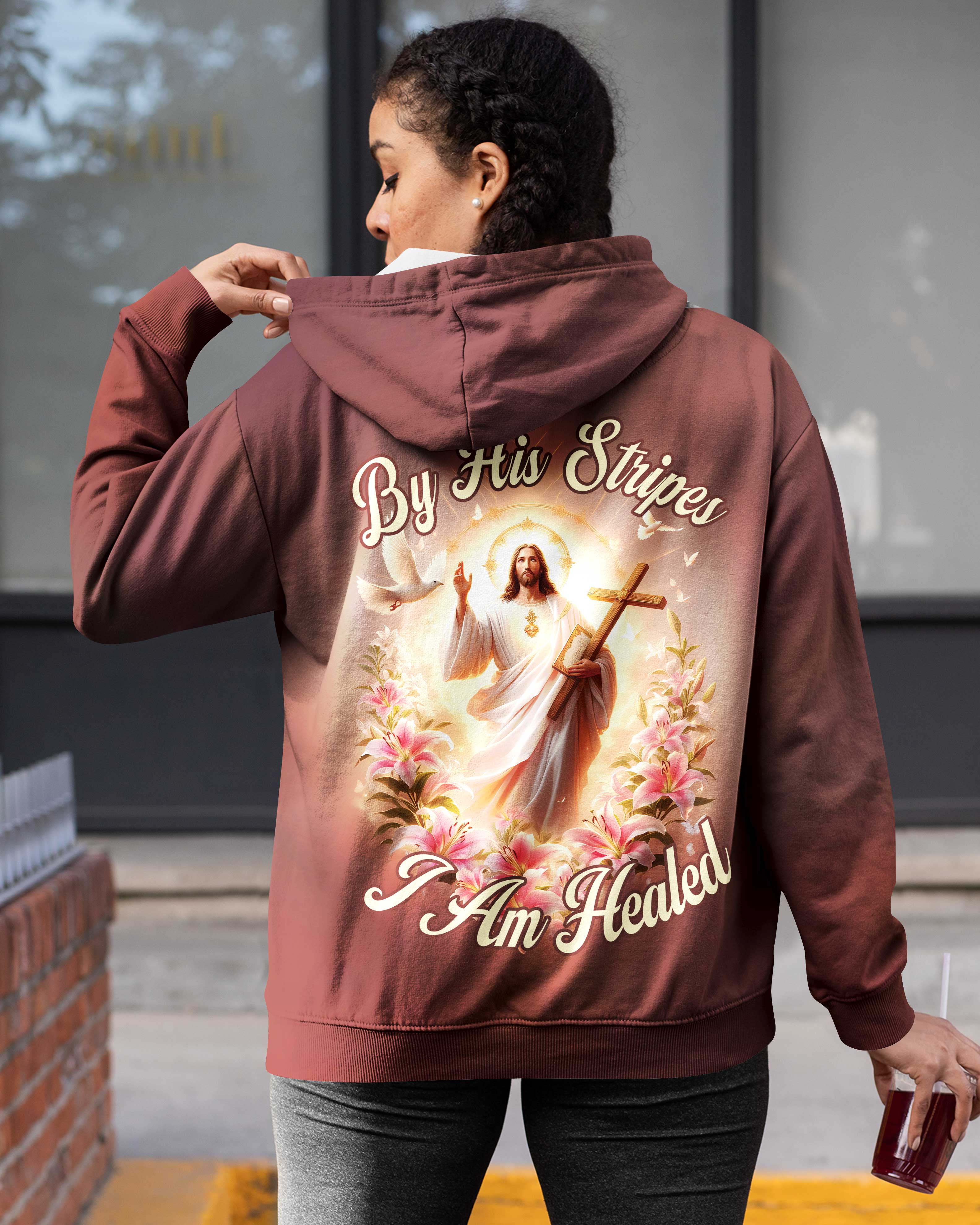 By His Stripes I Am Healed All Over Print Hoodie