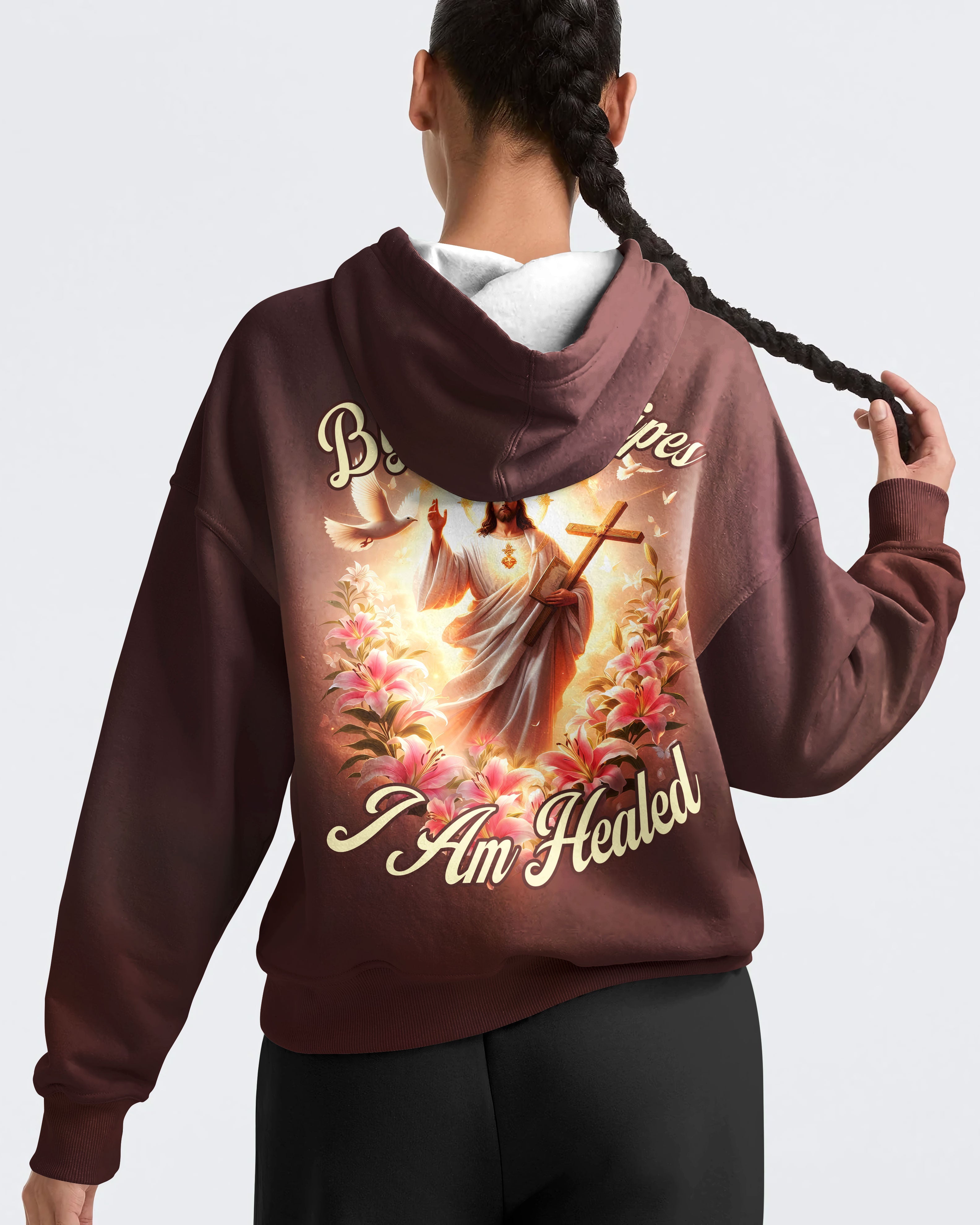 By His Stripes I Am Healed All Over Print Hoodie