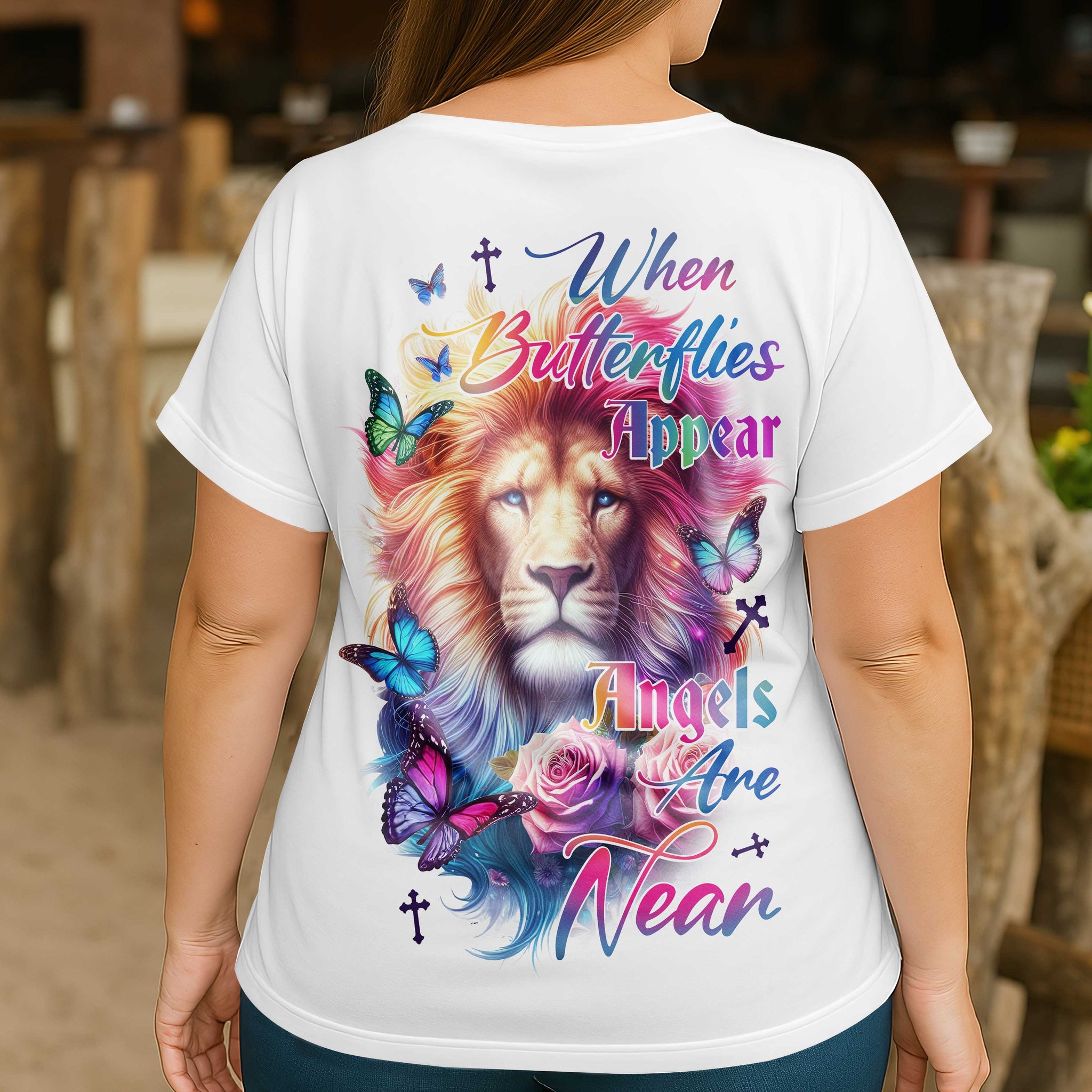 When Butterflies Appear V-neck Dolman Sleeves Shirt