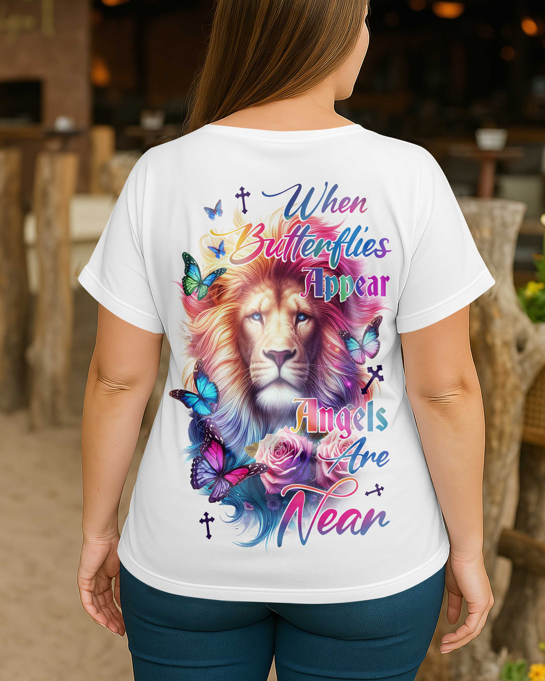 When Butterflies Appear V-neck Dolman Sleeves Shirt