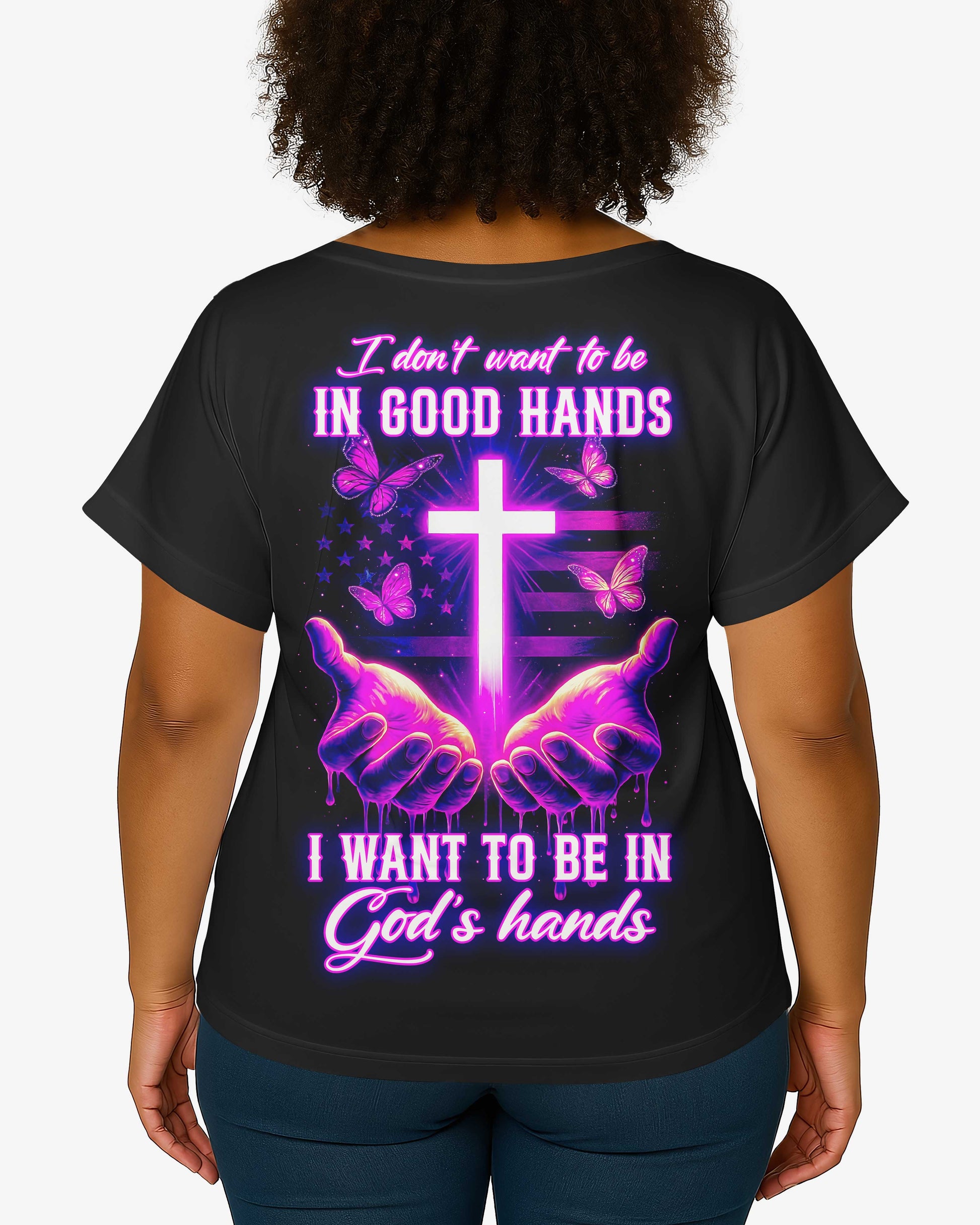 I Want To Be In God’s Hands All Over Print All Over Print V-neck Dolman Sleeves Shirt