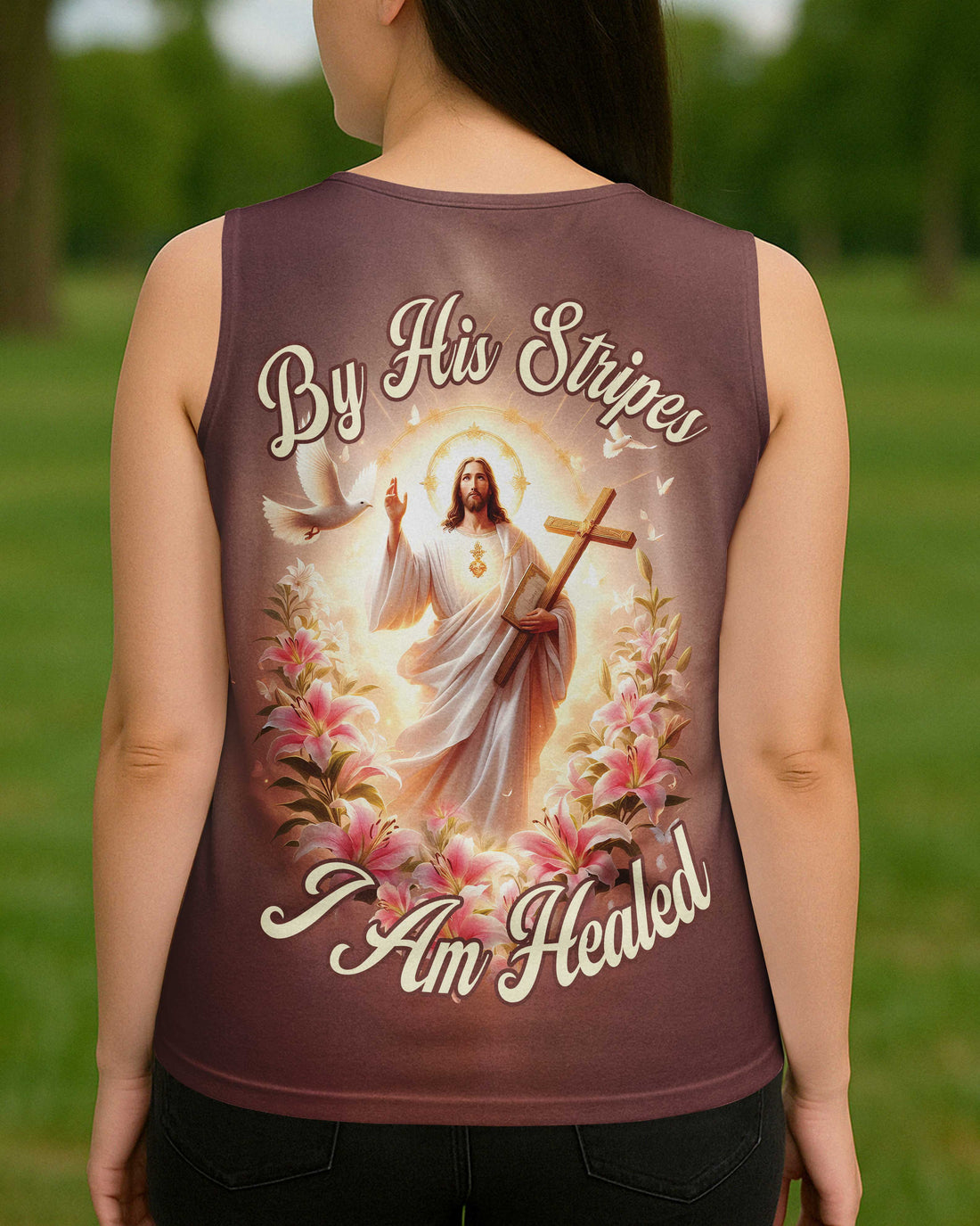 By His Stripes I Am Healed V-neck Tank Top