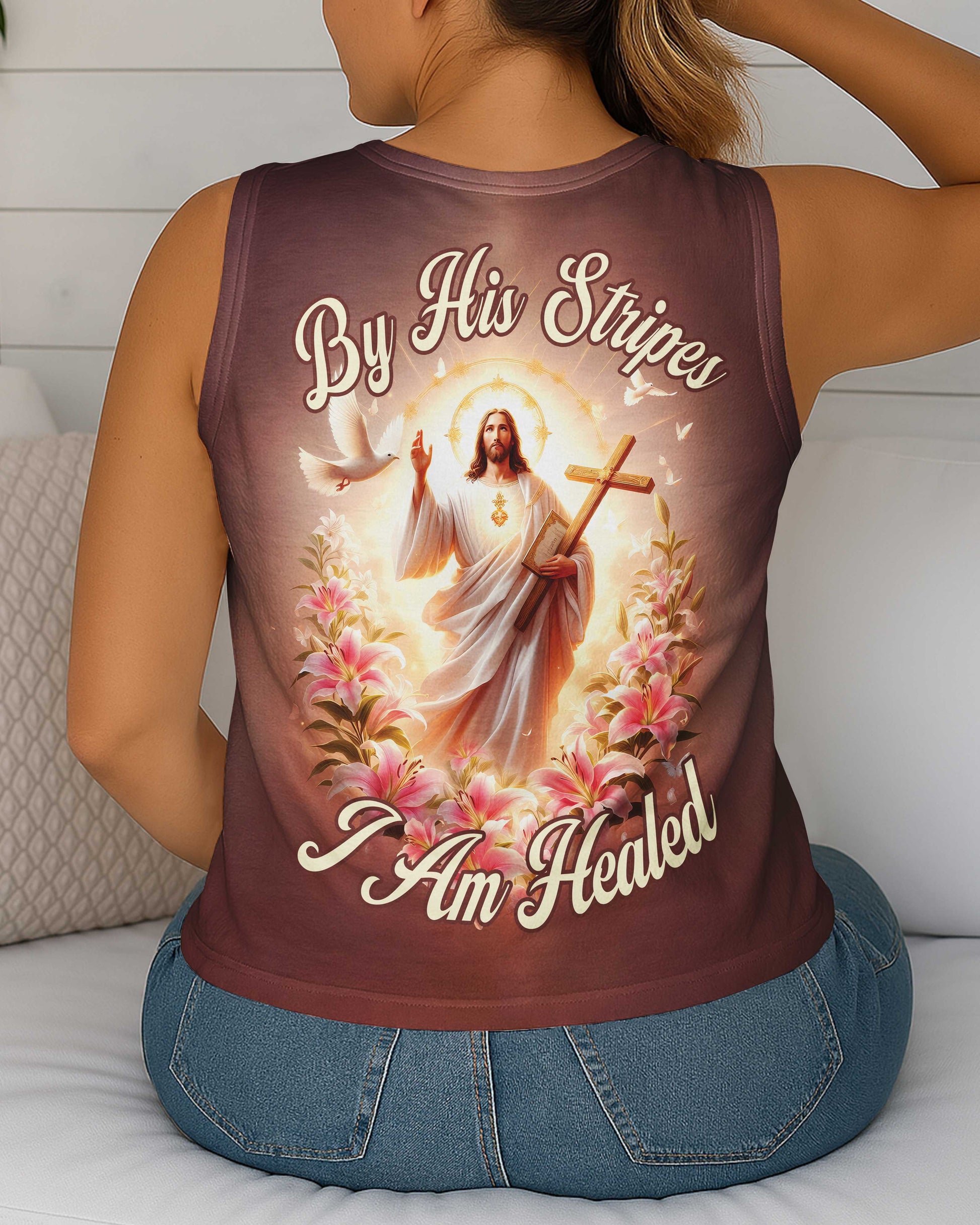 By His Stripes I Am Healed V-neck Tank Top