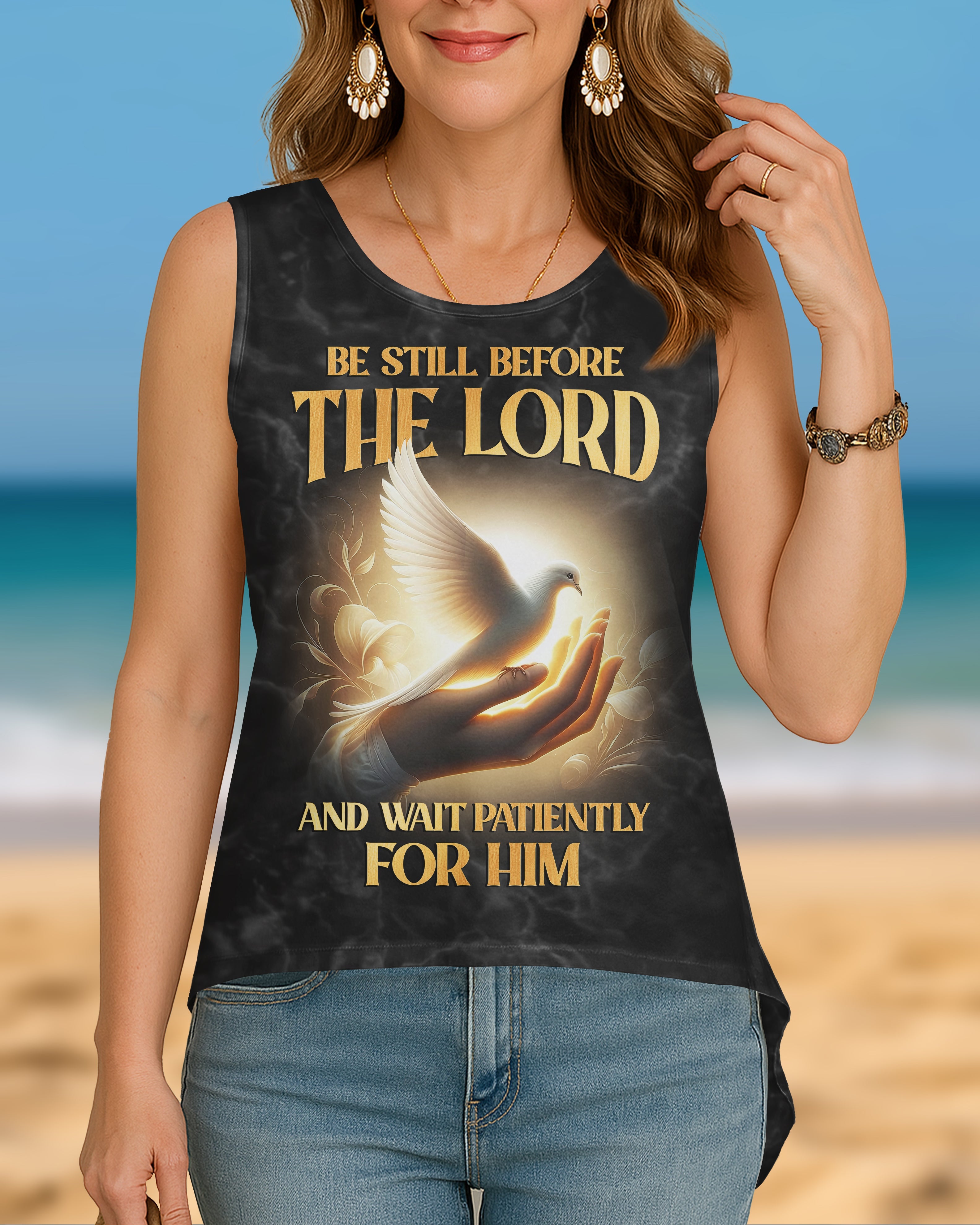 Be Still Before The Lord And Wait Patiently For Him All Over Print T-Shirt