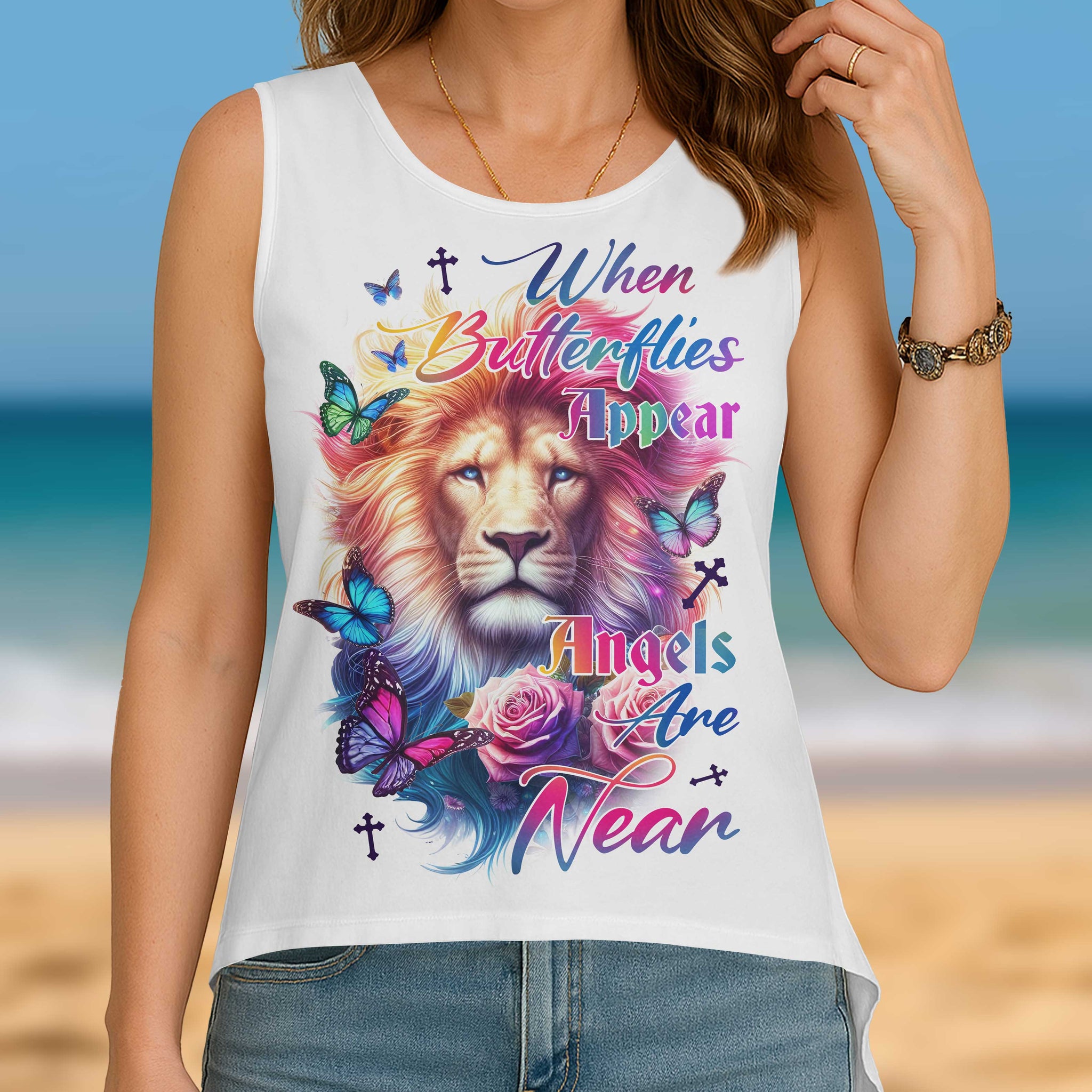 When Butterflies Appear Cut Out Wrap Back Tank Top