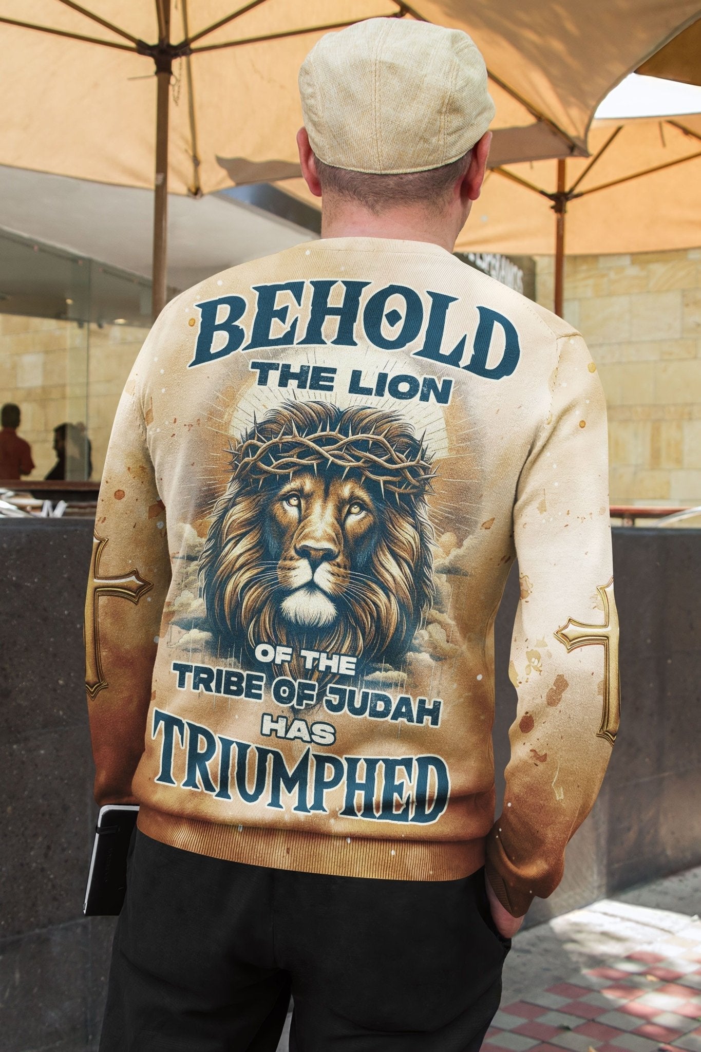 Behold The Lion Of The Tribe Of Judah Has Triumphed All Over Print Sweater