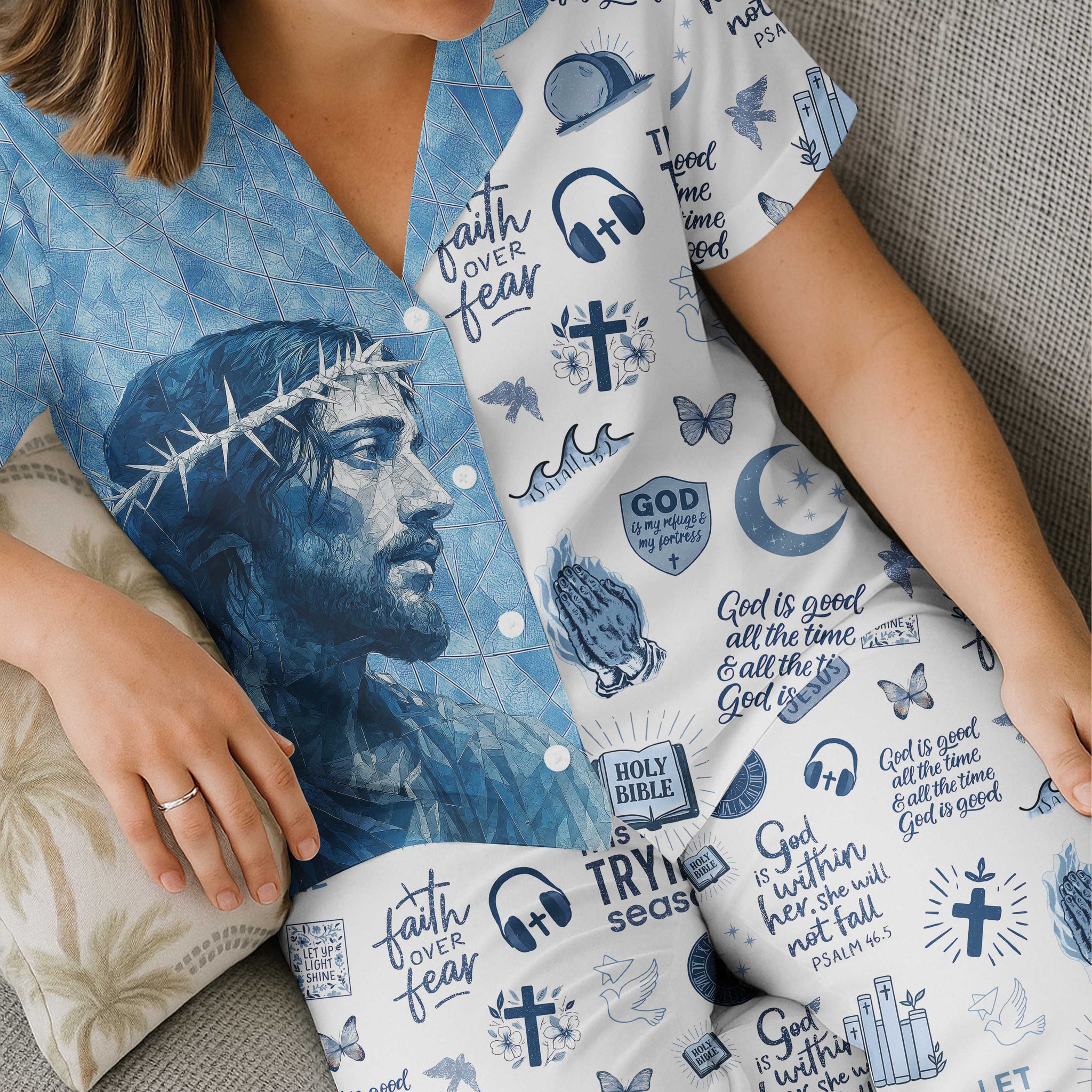 Crystal Jesus Button Pajamas