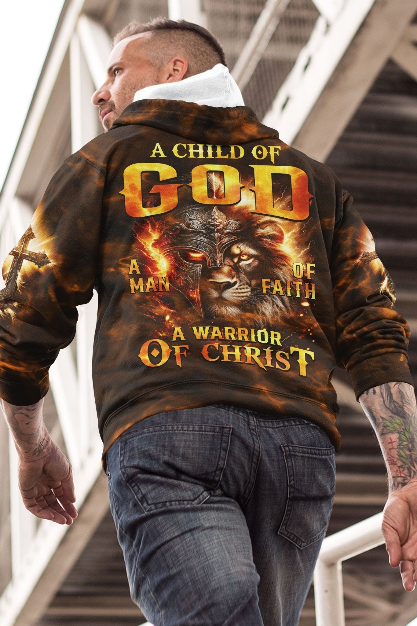 A Child Of God A Man Of Faith A Warrior Of Christ All Over Print Hoodie