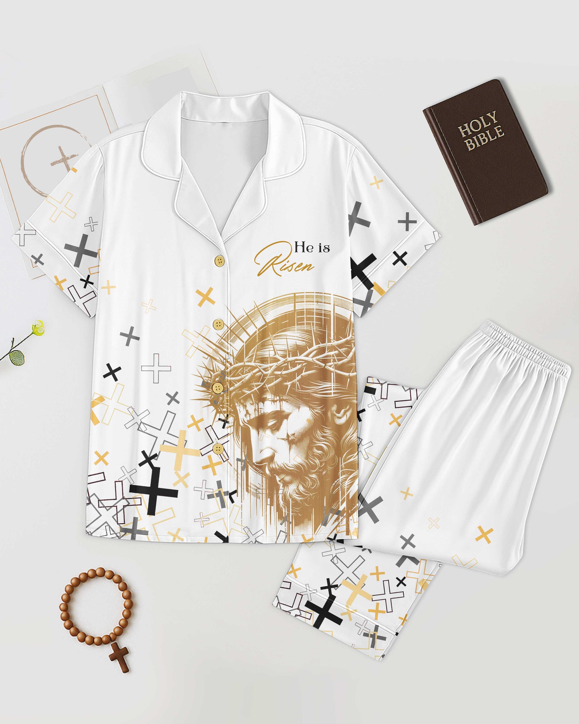 He Is Risen All Over Print Button Pajamas