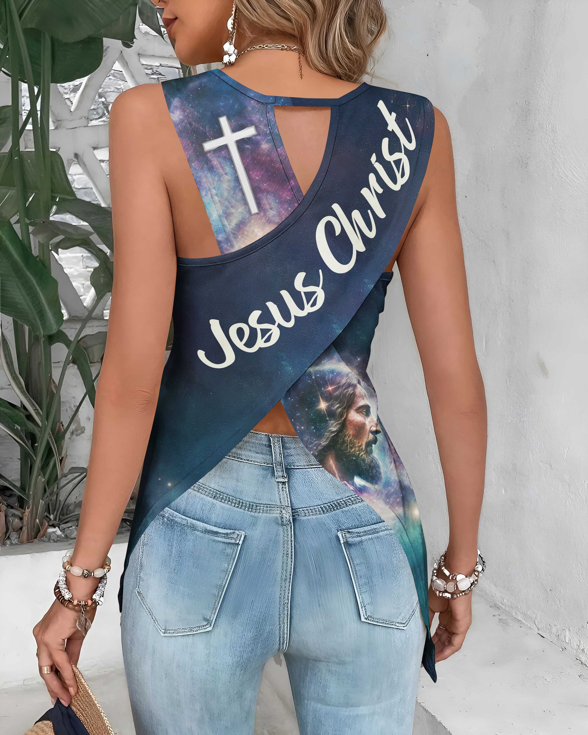 Christ In Me The Hope Of Glory All Over Print Cut Out Wrap Back Tank Top