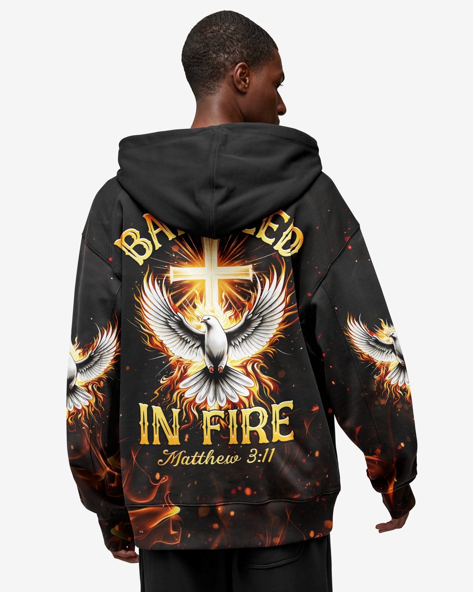 Baptized In Fire Matthew 3:11 All Over Print Zip Hoodie