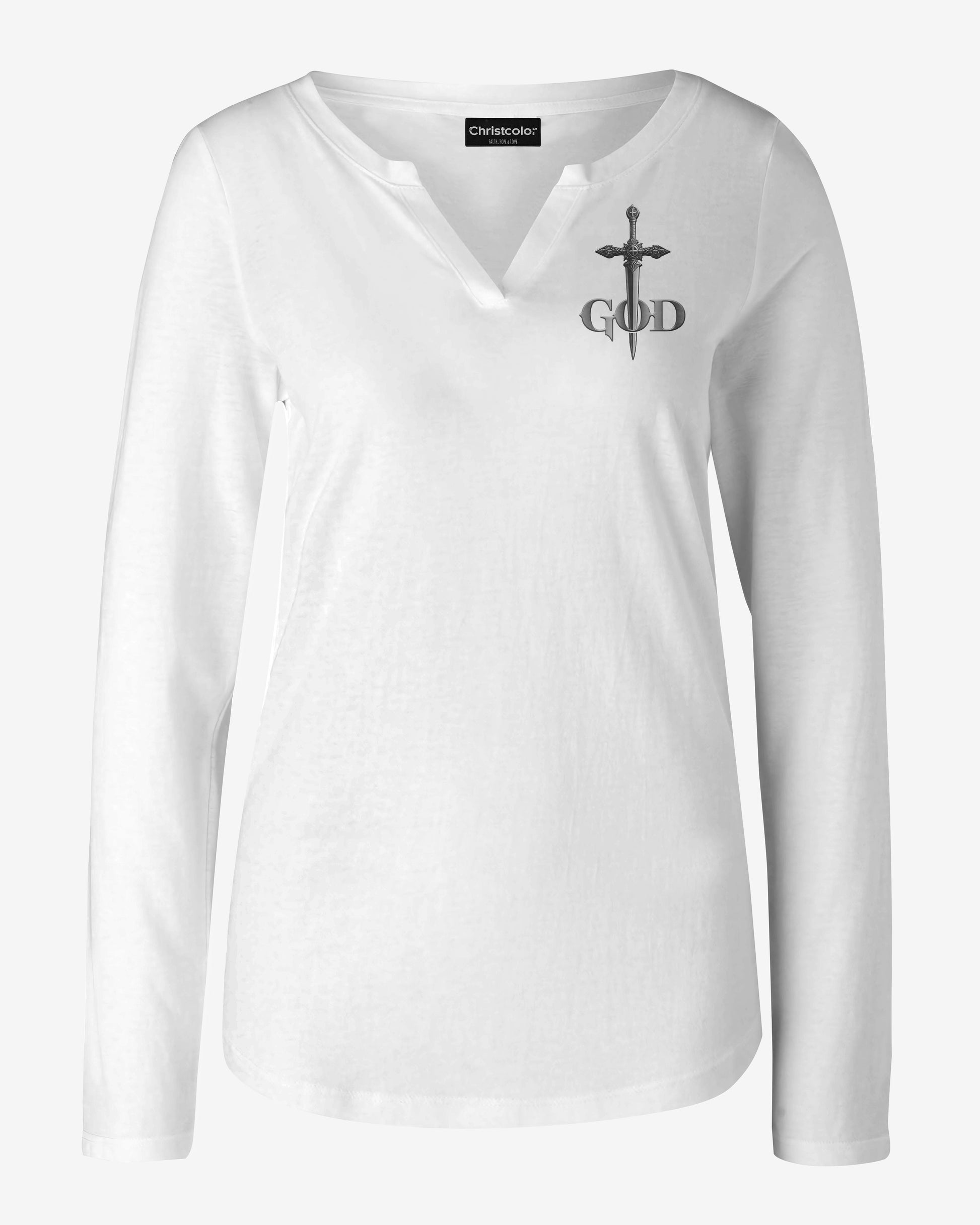 A Child Of God Man Of Faith A Warrior Of Christ All Over Print V-neck Long Sleeves Shirt
