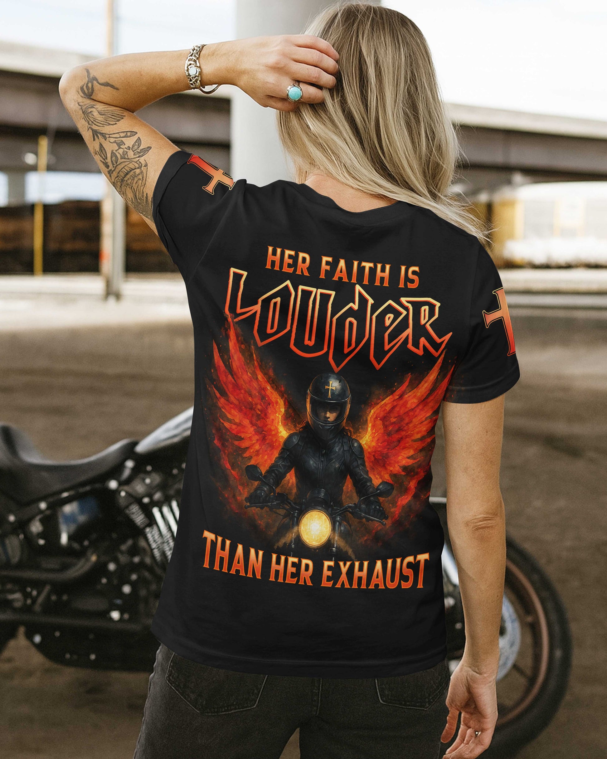 Her Faith Is Louder Than Her Exhaust T-Shirt