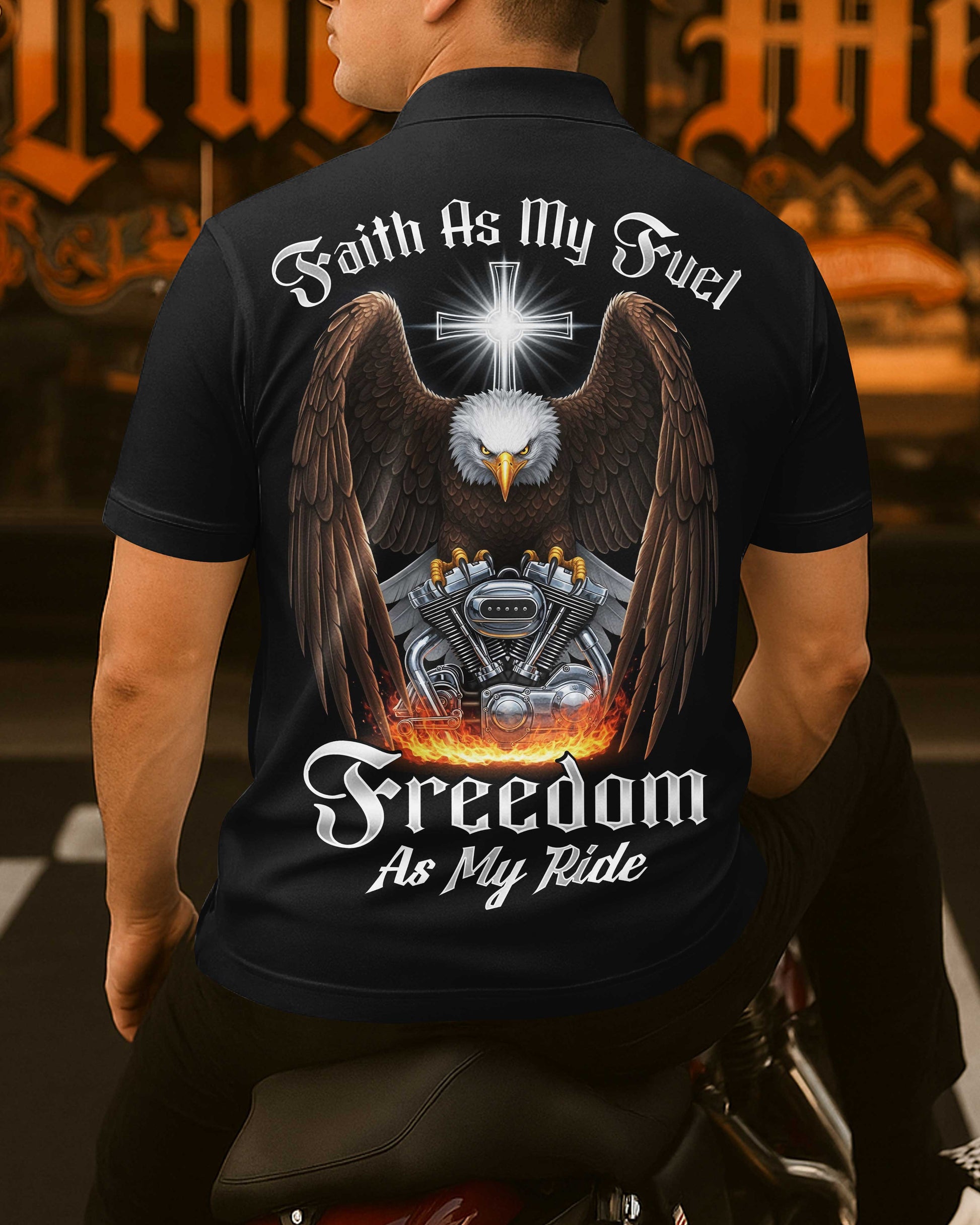 Faith As My Fuel Freedom As My Ride All Over Print Polo
