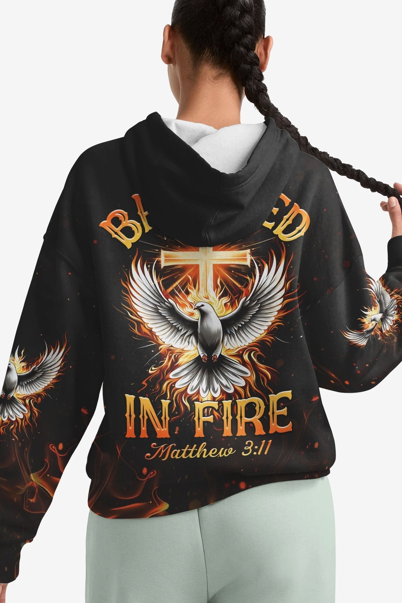 Baptized In Fire Matthew 3:11 All Over Print Hoodie
