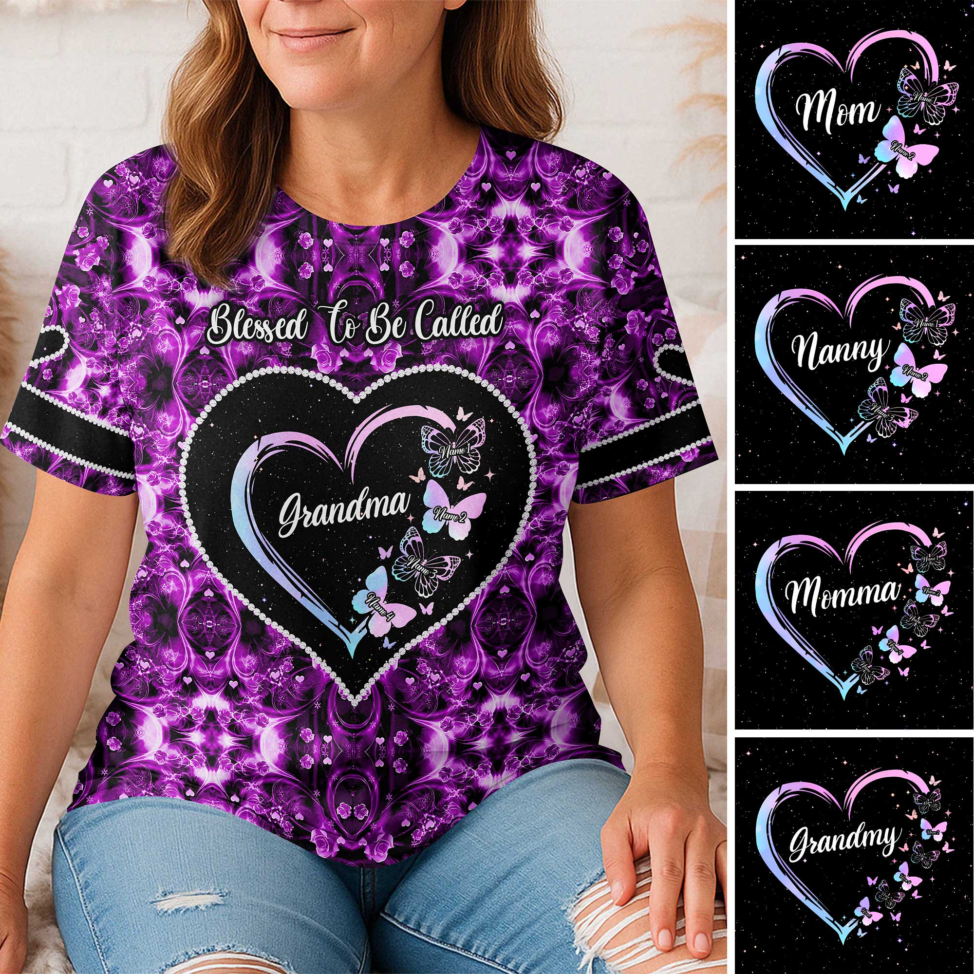 Blessed To Be Called Grandma All Over Print T-Shirt