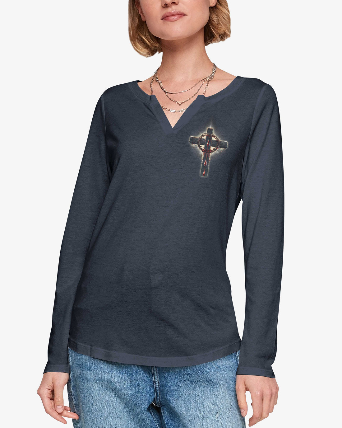 Your Sins Were Paid In Full All Over Print V-neck Long Sleeves Shirt
