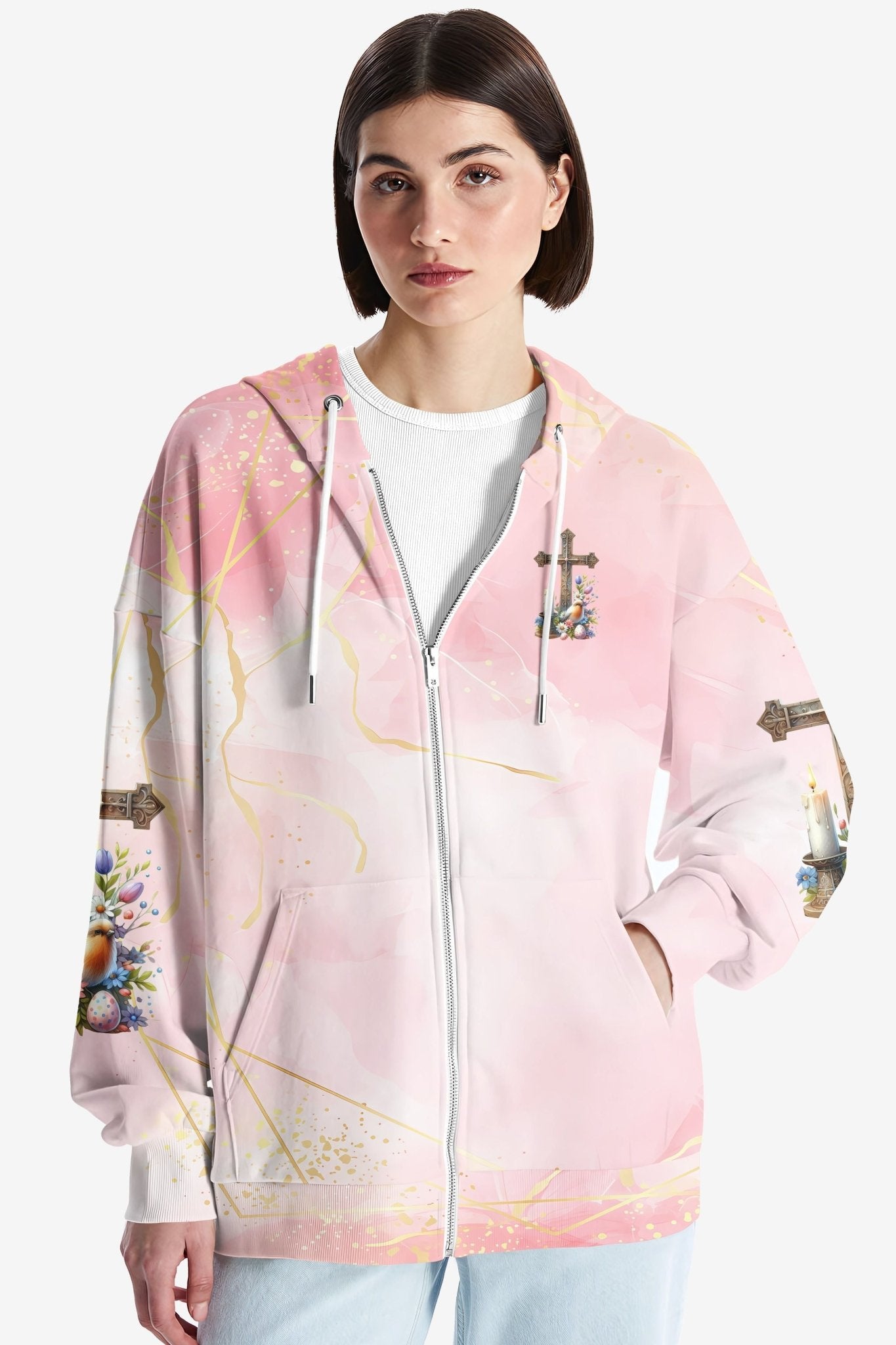 He Is Risen All Over Print Zip Hoodie