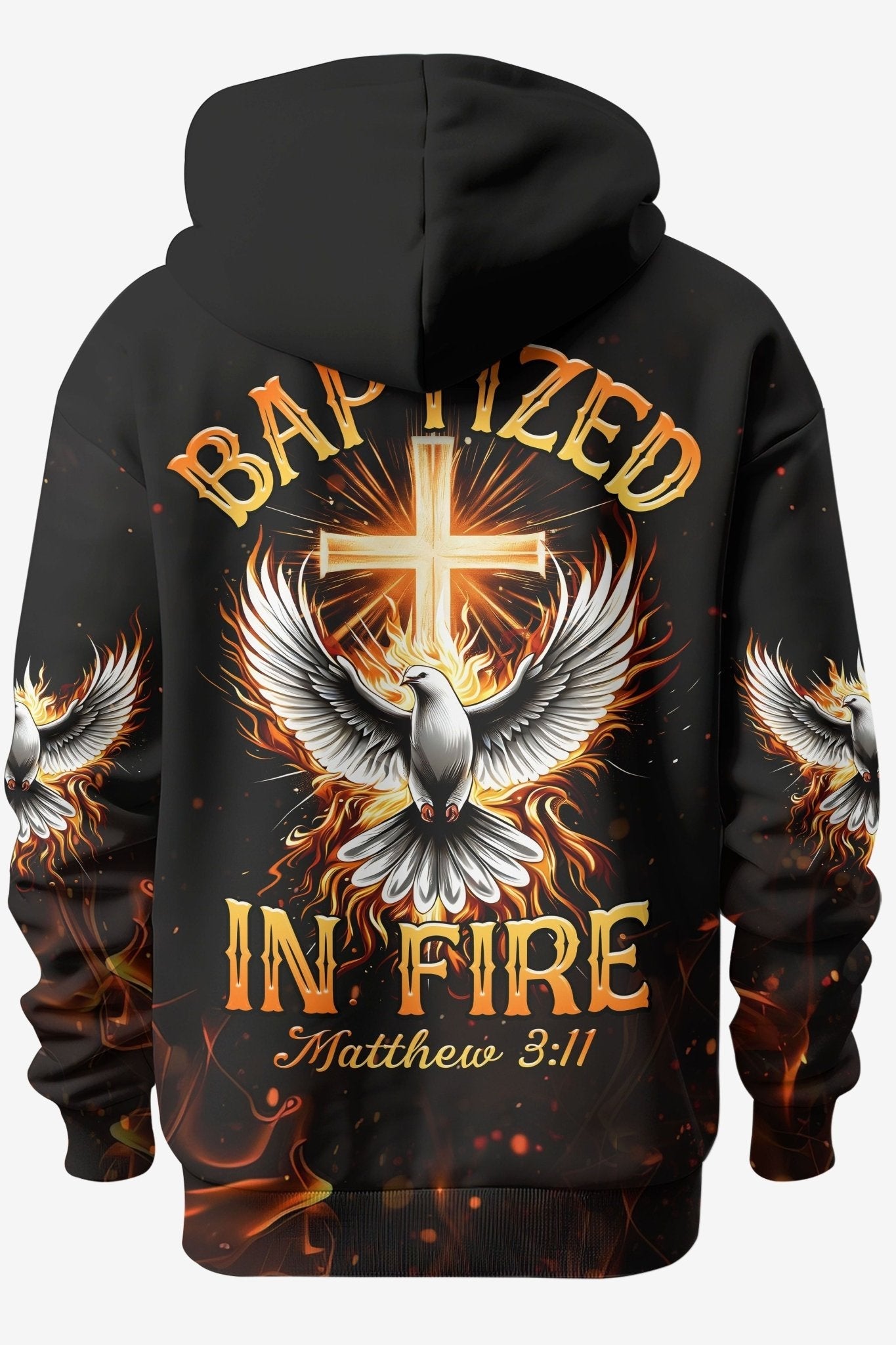 Baptized In Fire Matthew 3:11 All Over Print Hoodie