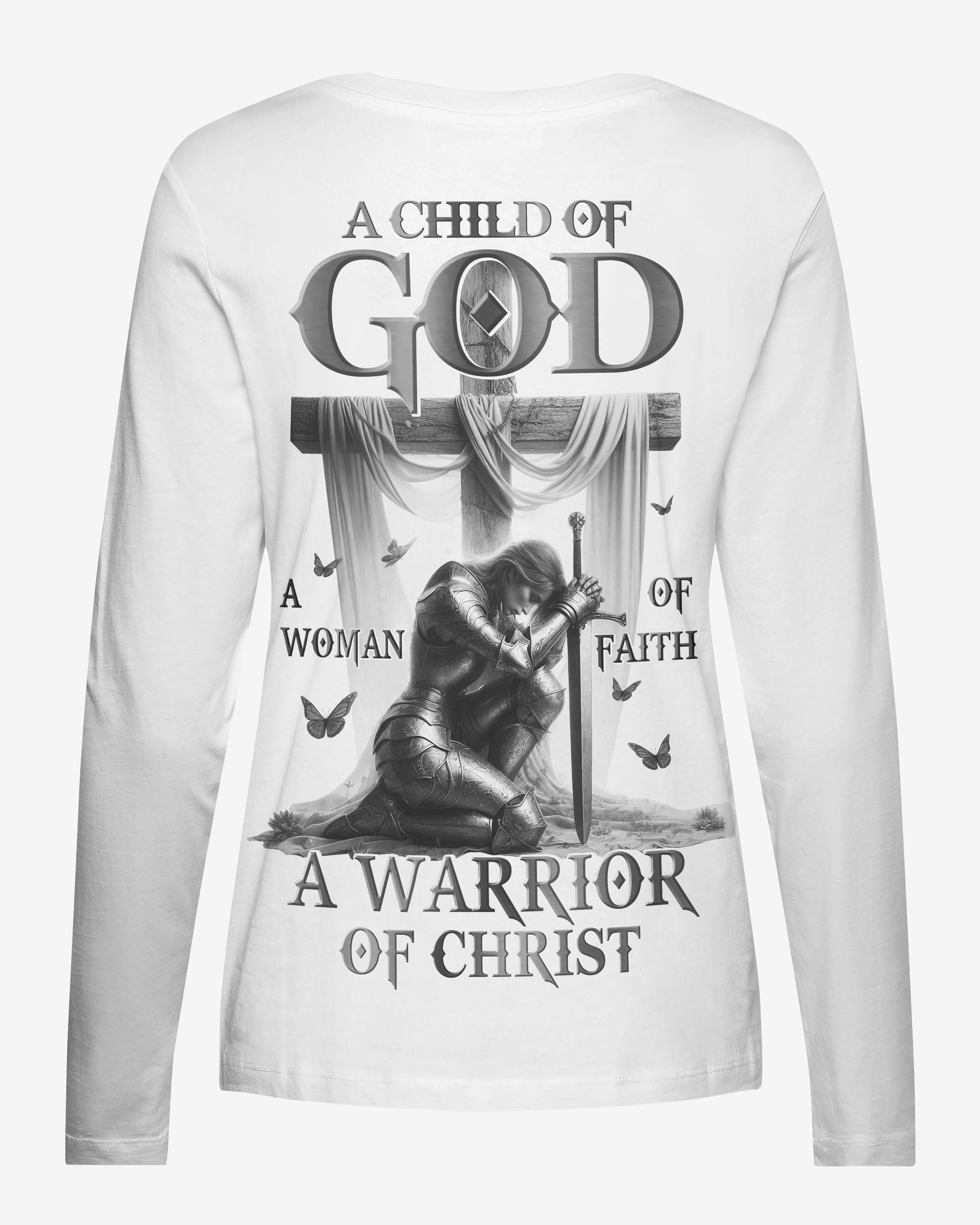 A Child Of God Man Of Faith A Warrior Of Christ All Over Print V-neck Long Sleeves Shirt