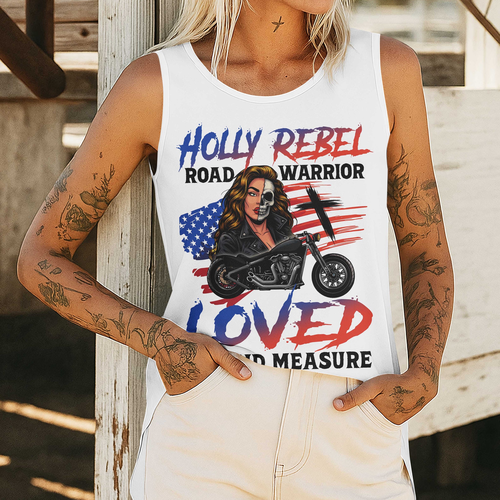 Holly Rebel Road Warrior Cut Out Wrap Back Tank Top