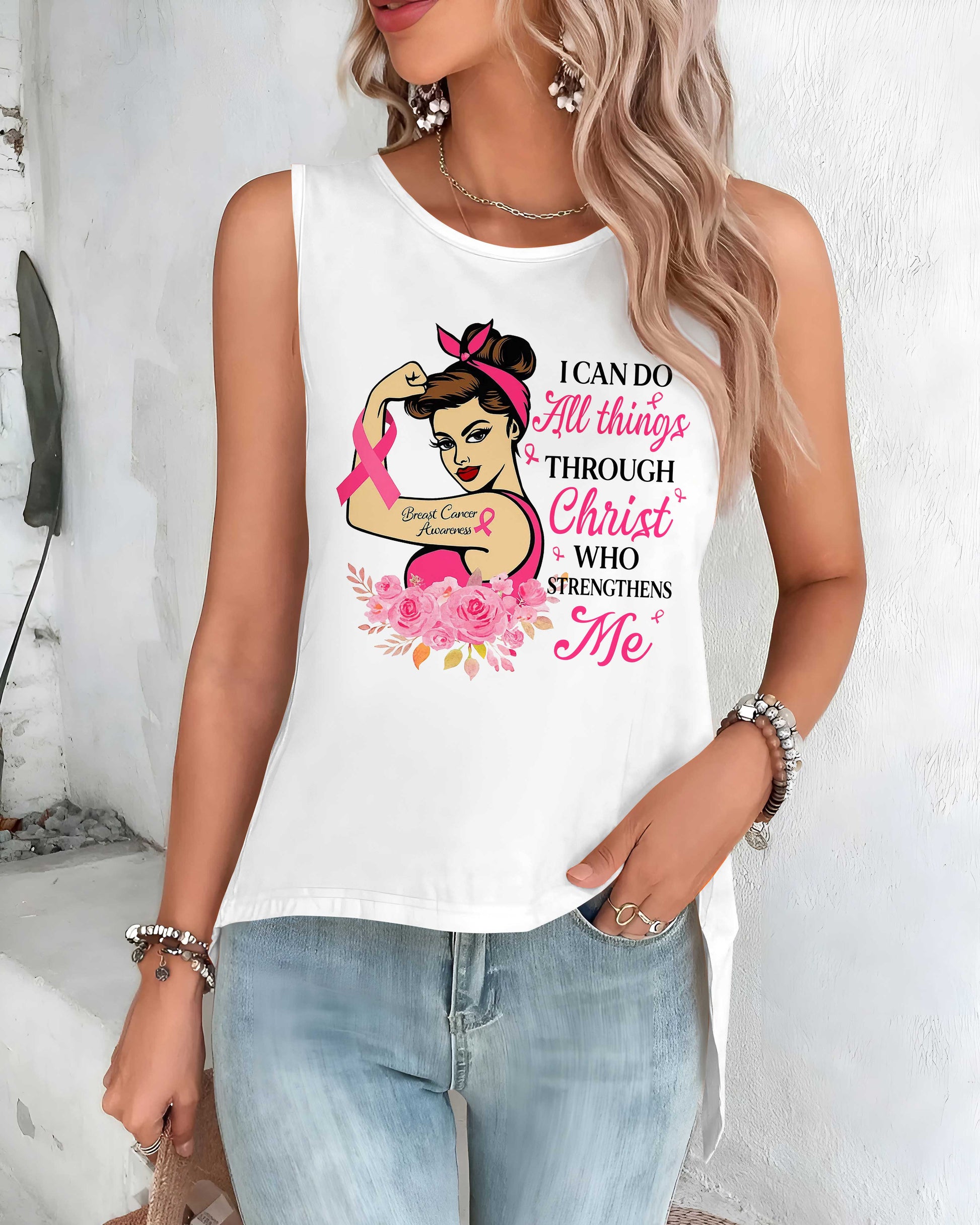 I Can Do All Things Through Christ Crop Out Wrap Back Tank Top