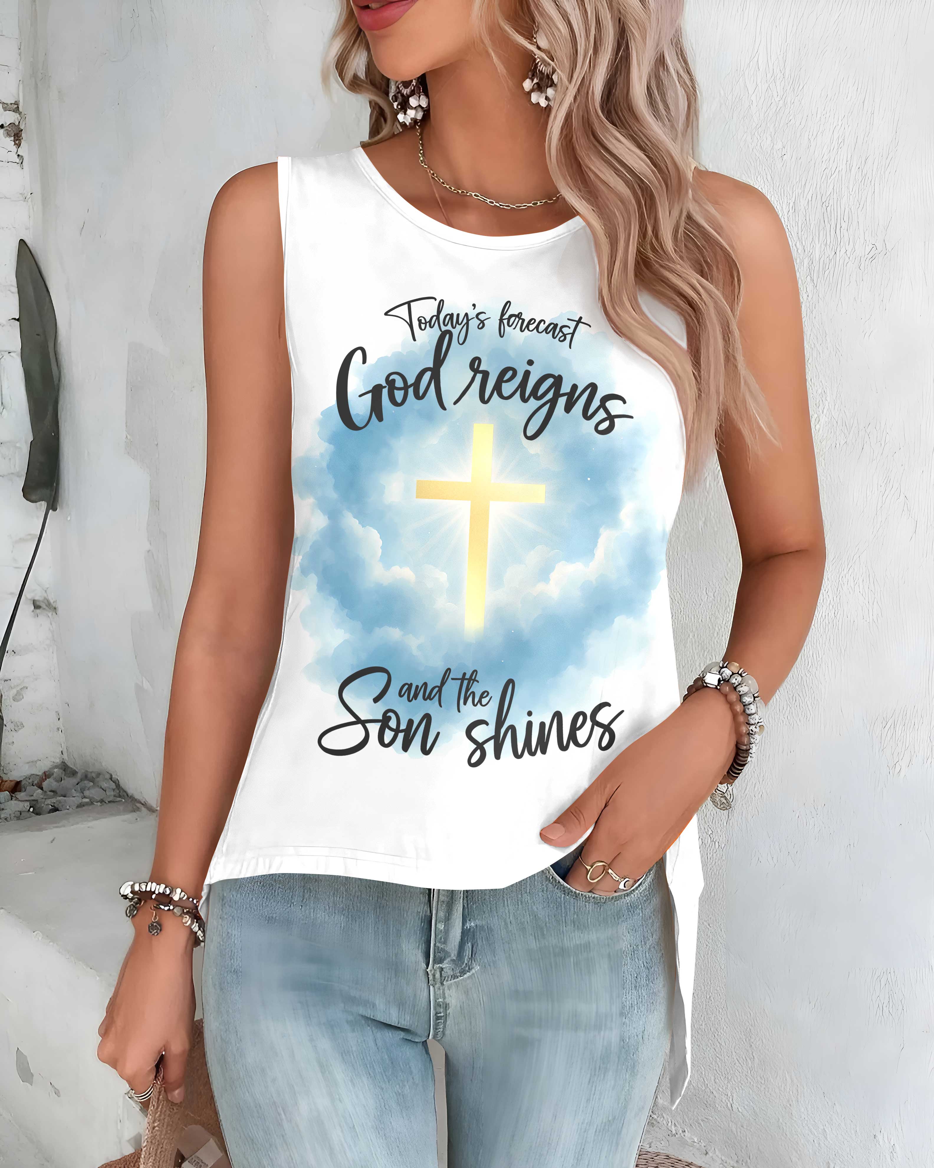 Today's Forecast All Over Print Crop Out Wrap Back Tank Top