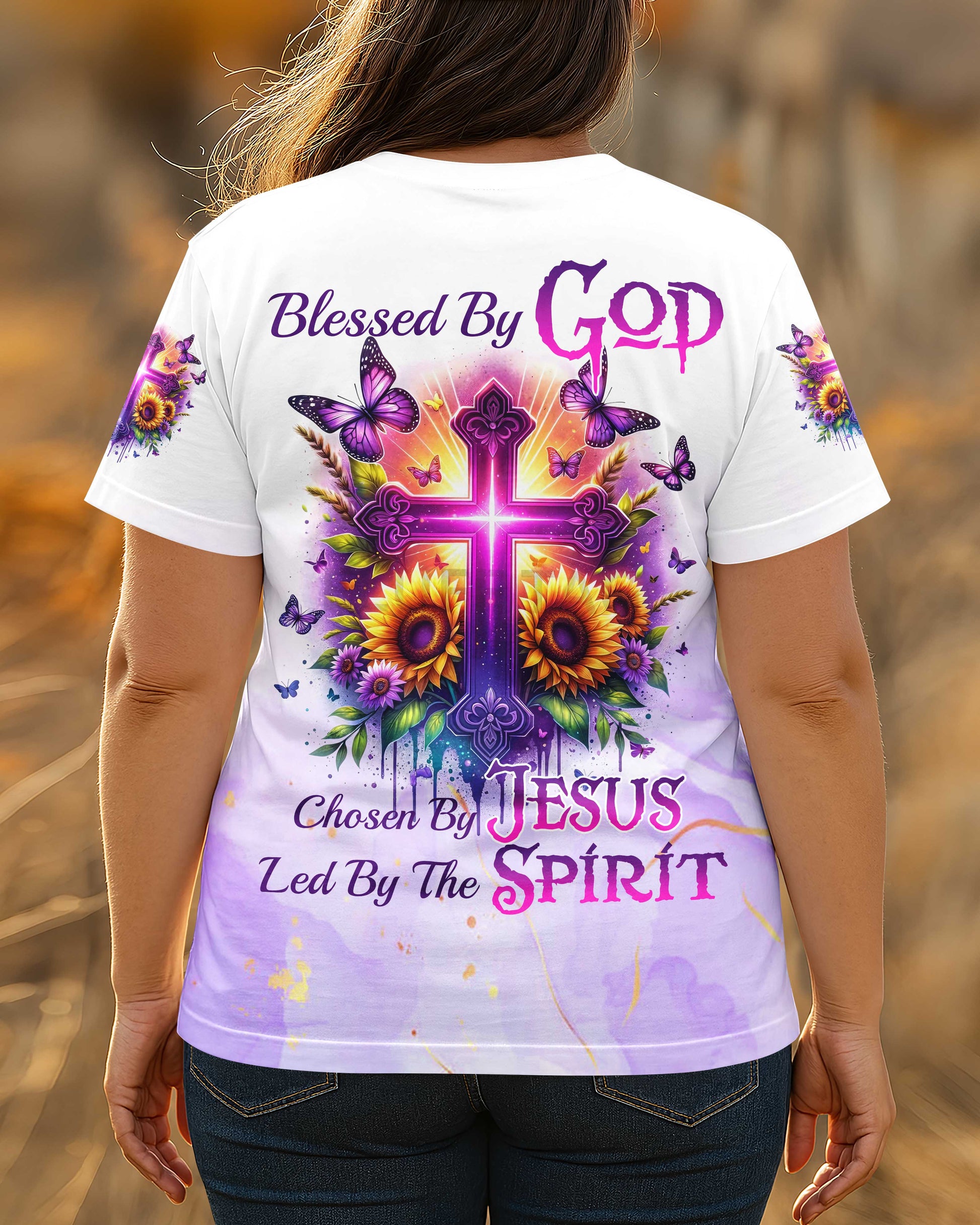 Blessed By God Chosen By Jesus Led By The Spirit All Over Print T-Shirt
