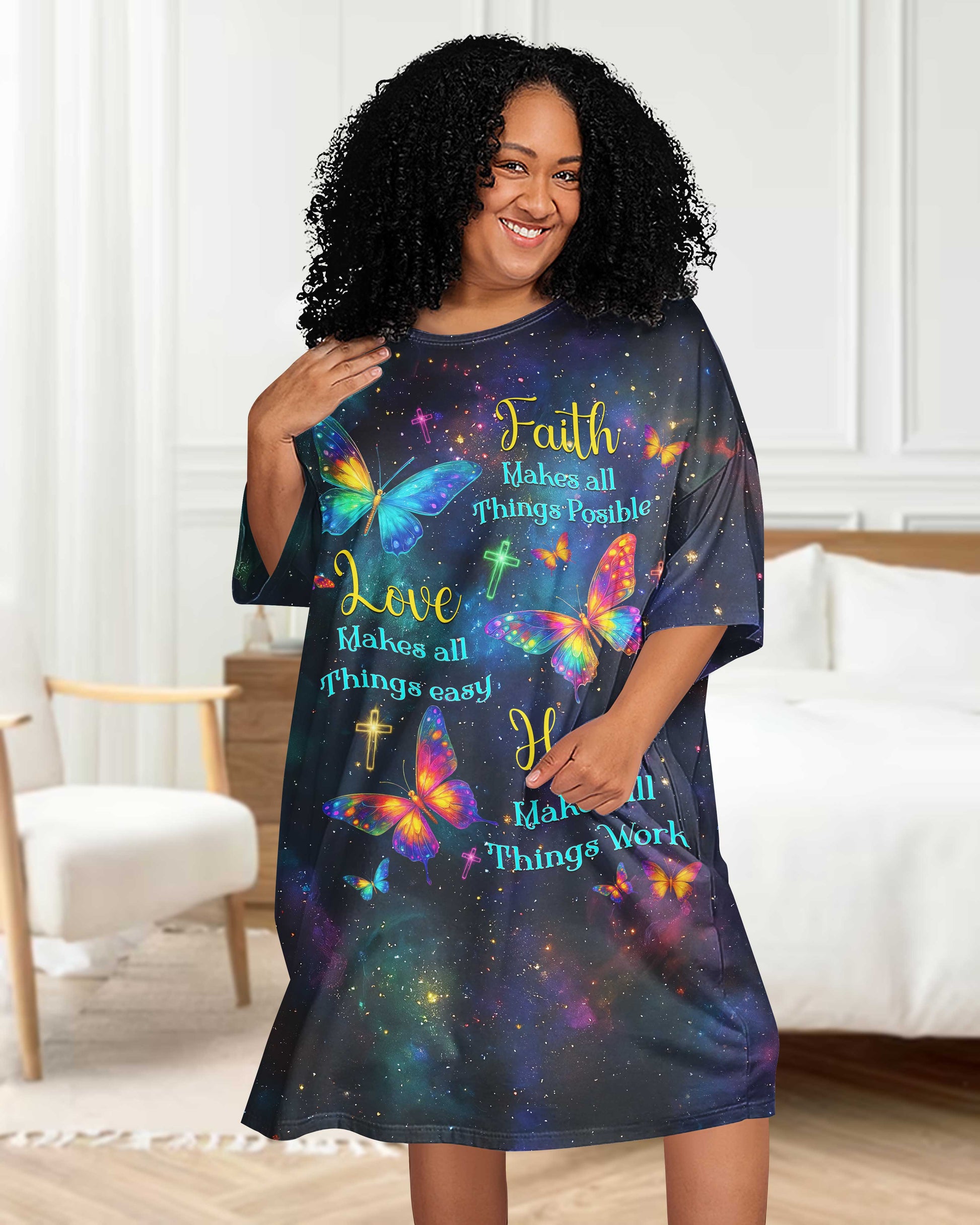 Faith Love Hope All Over Print Sleep Tee