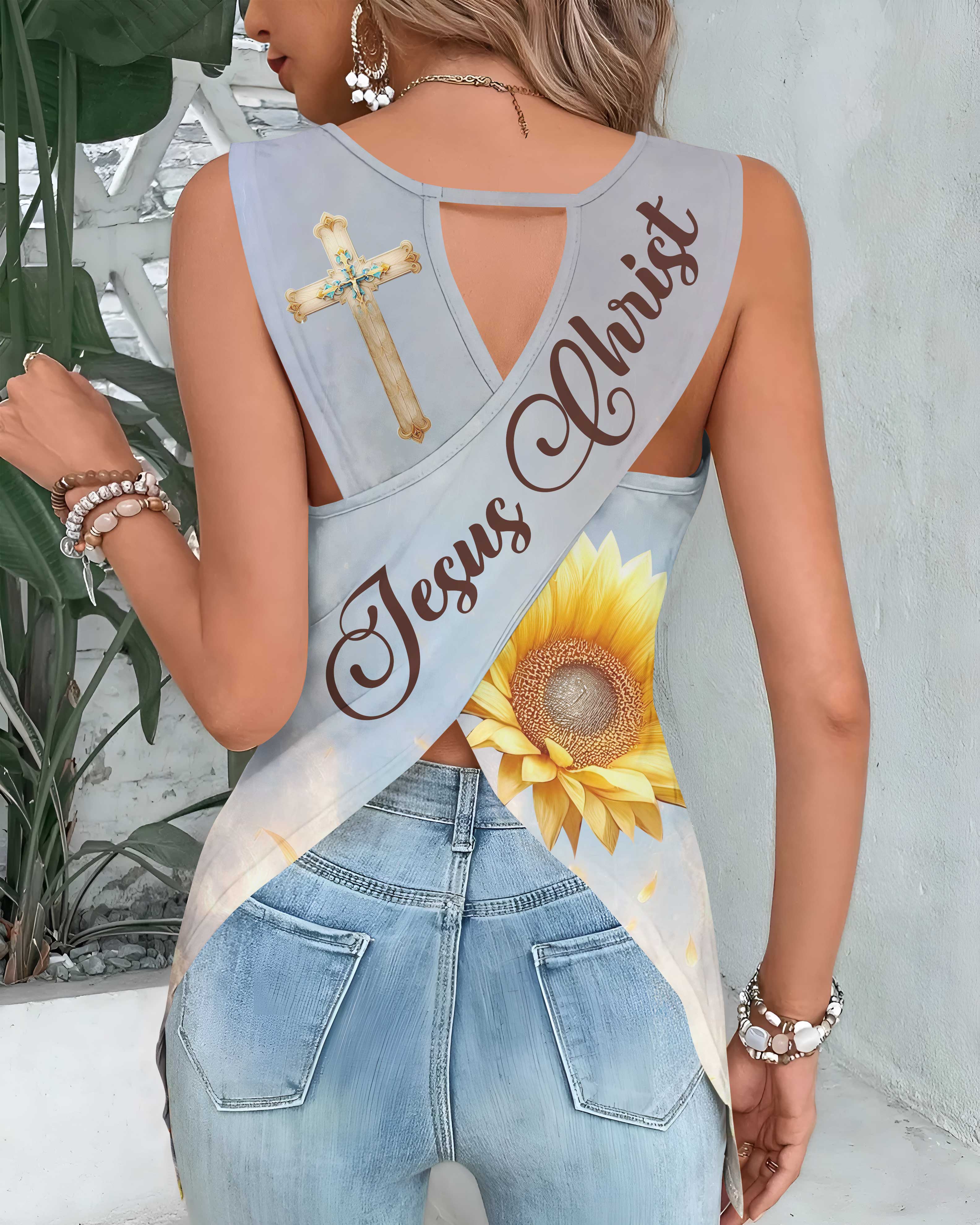 He Has Made Everything Beautiful In Its Time All Over Print Cut Out Wrap Back Tank Top